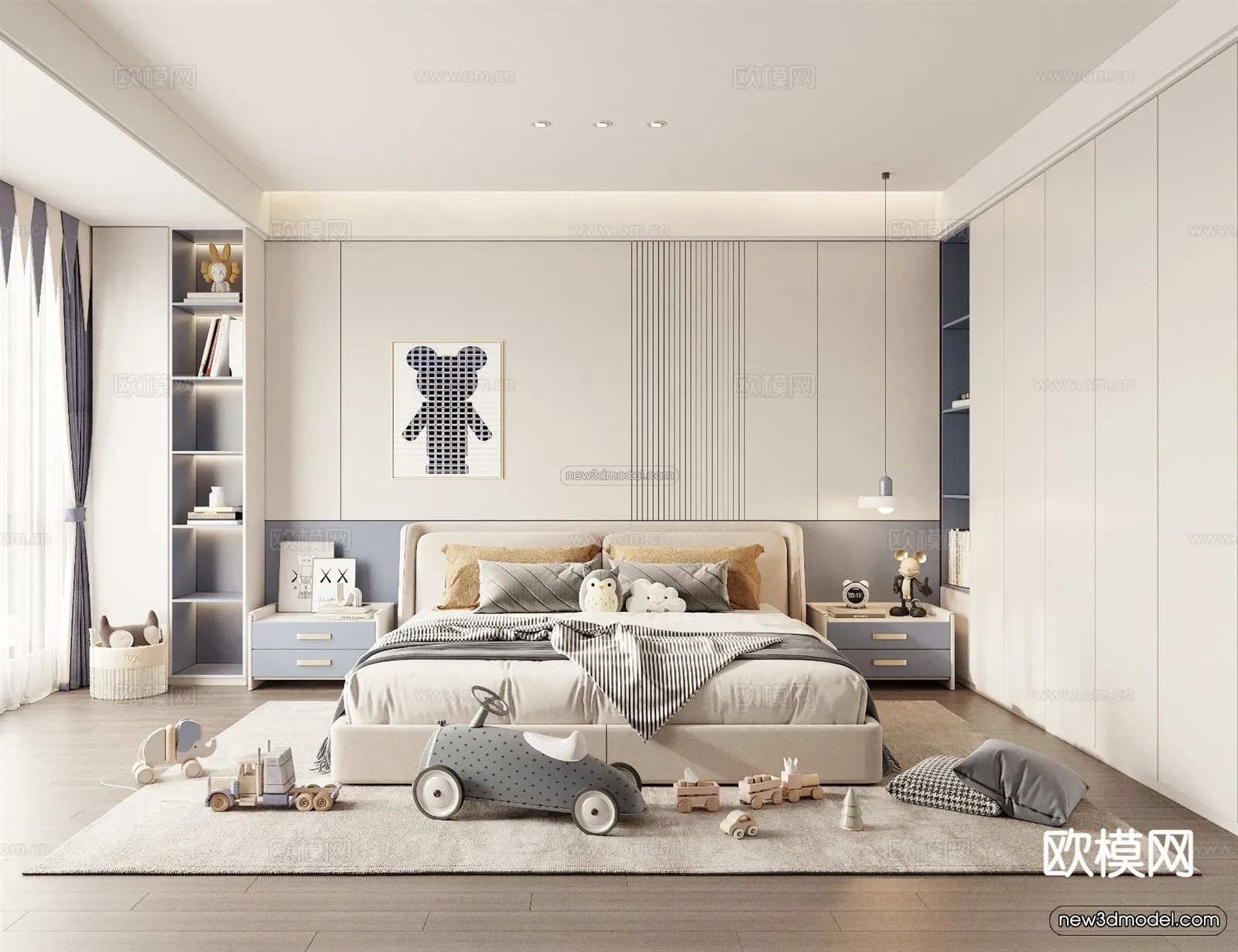 Modern Style Interior 3D Blocks and 3D Models – Bedroom 3D Scene – 526 – CORONA
