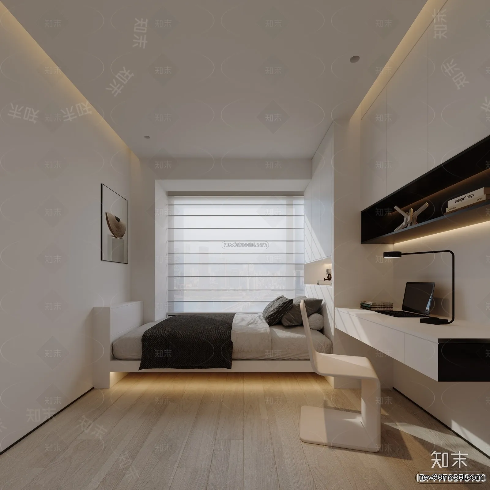 Modern Style Interior 3D Blocks and 3D Models – Bedroom 3D Scene – 534 – CORONA