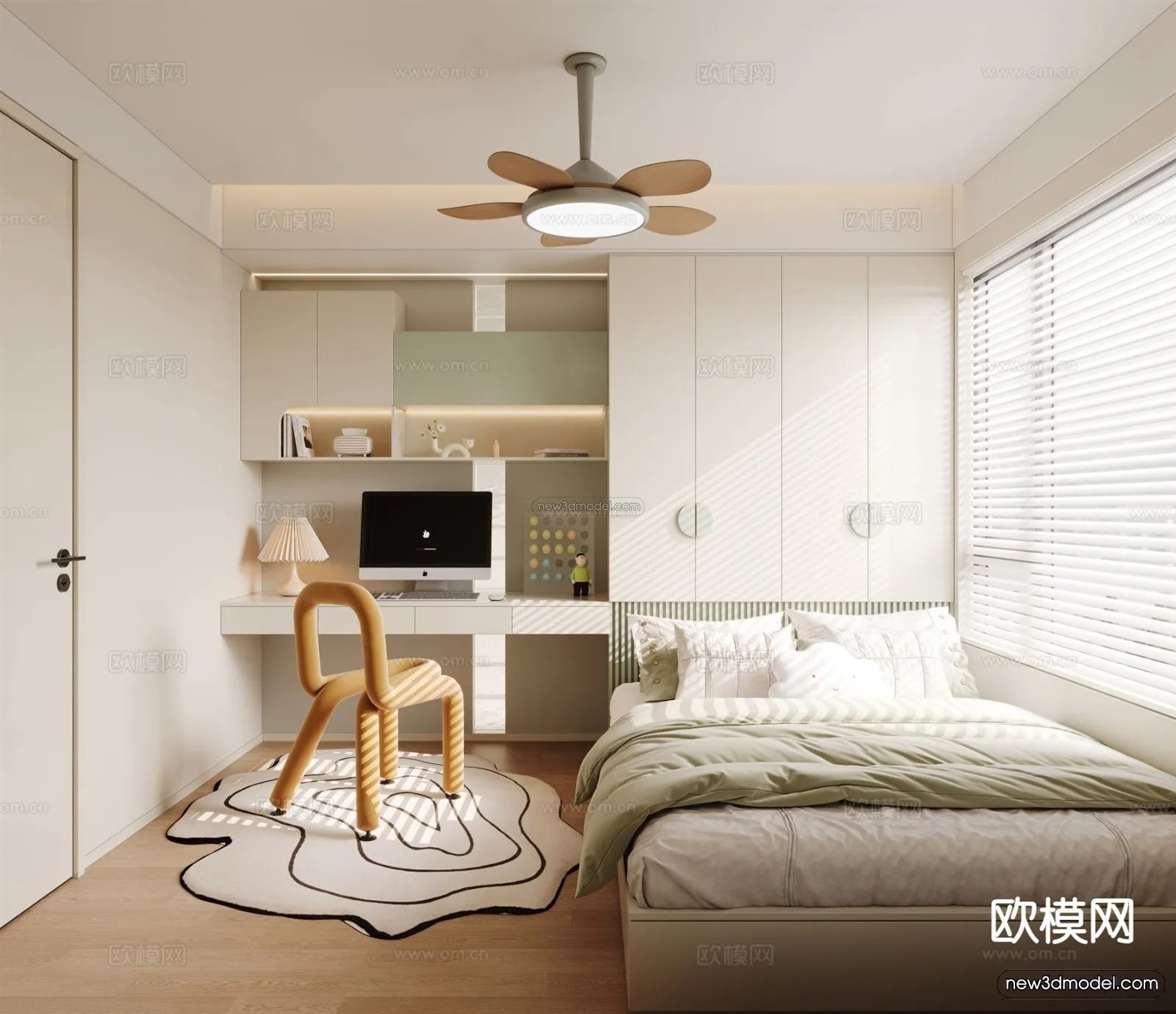 Modern Style Interior 3D Blocks and 3D Models – Bedroom 3D Scene – 544 – CORONA