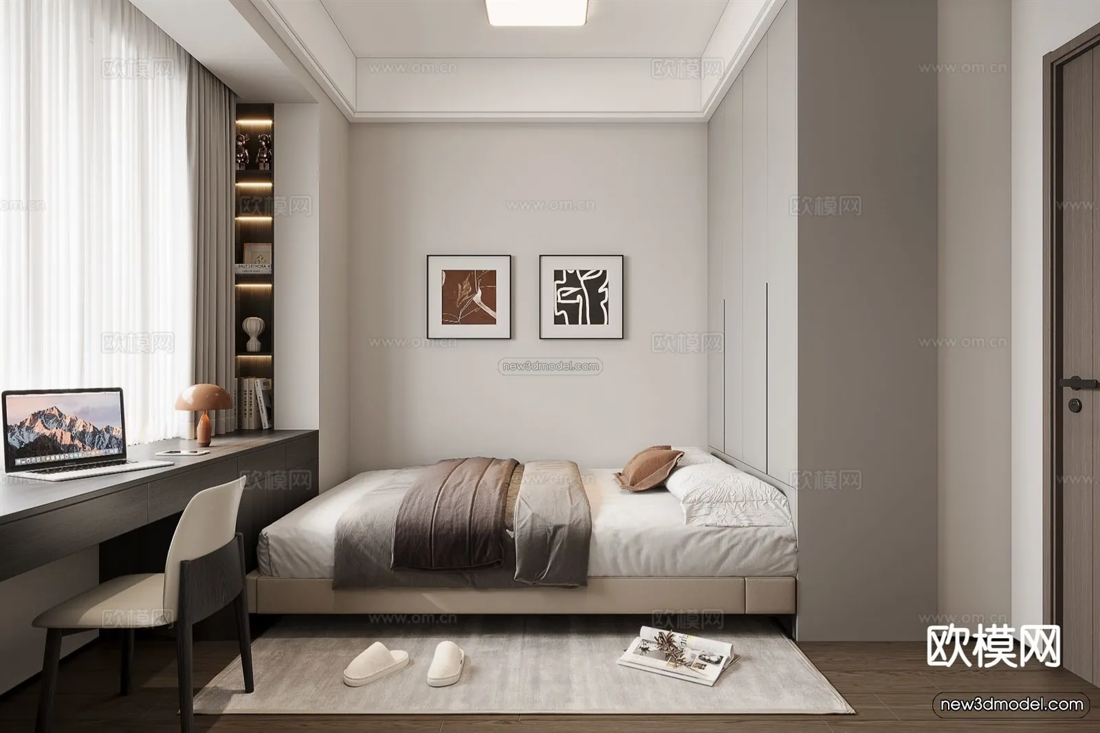 Modern Style Interior 3D Blocks and 3D Models – Bedroom 3D Scene – 547 – CORONA
