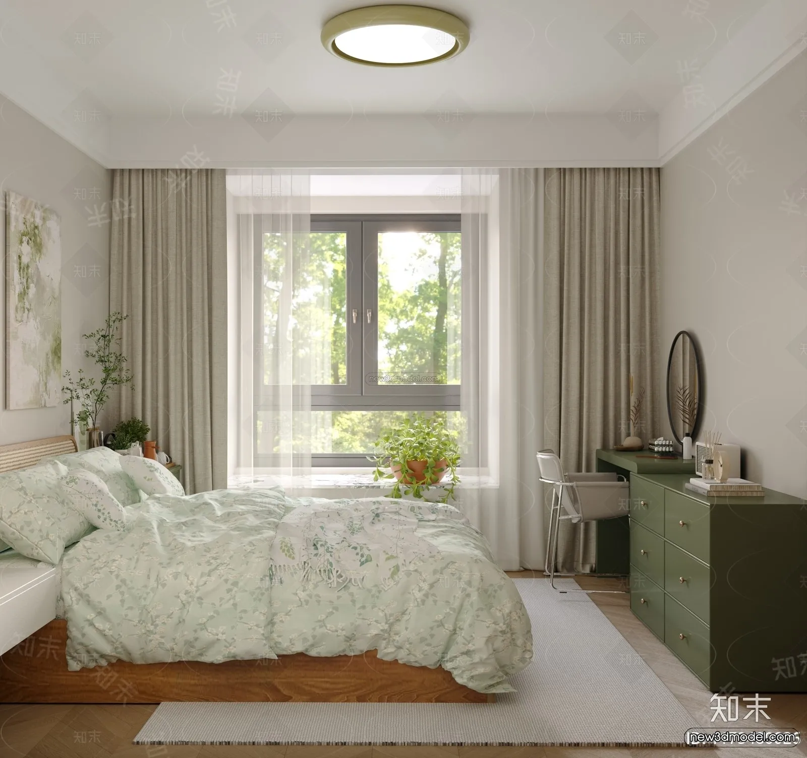 Modern Style Interior 3D Blocks and 3D Models – Bedroom 3D Scene – 548 – CORONA