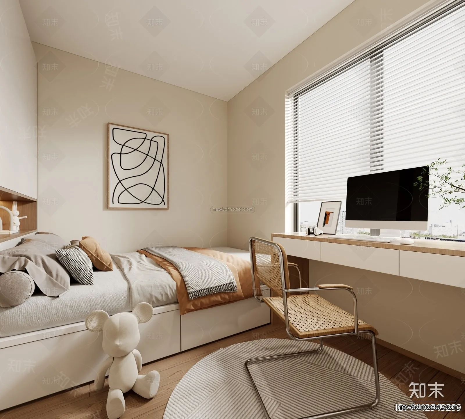Modern Style Interior 3D Blocks and 3D Models – Bedroom 3D Scene – 549 – CORONA