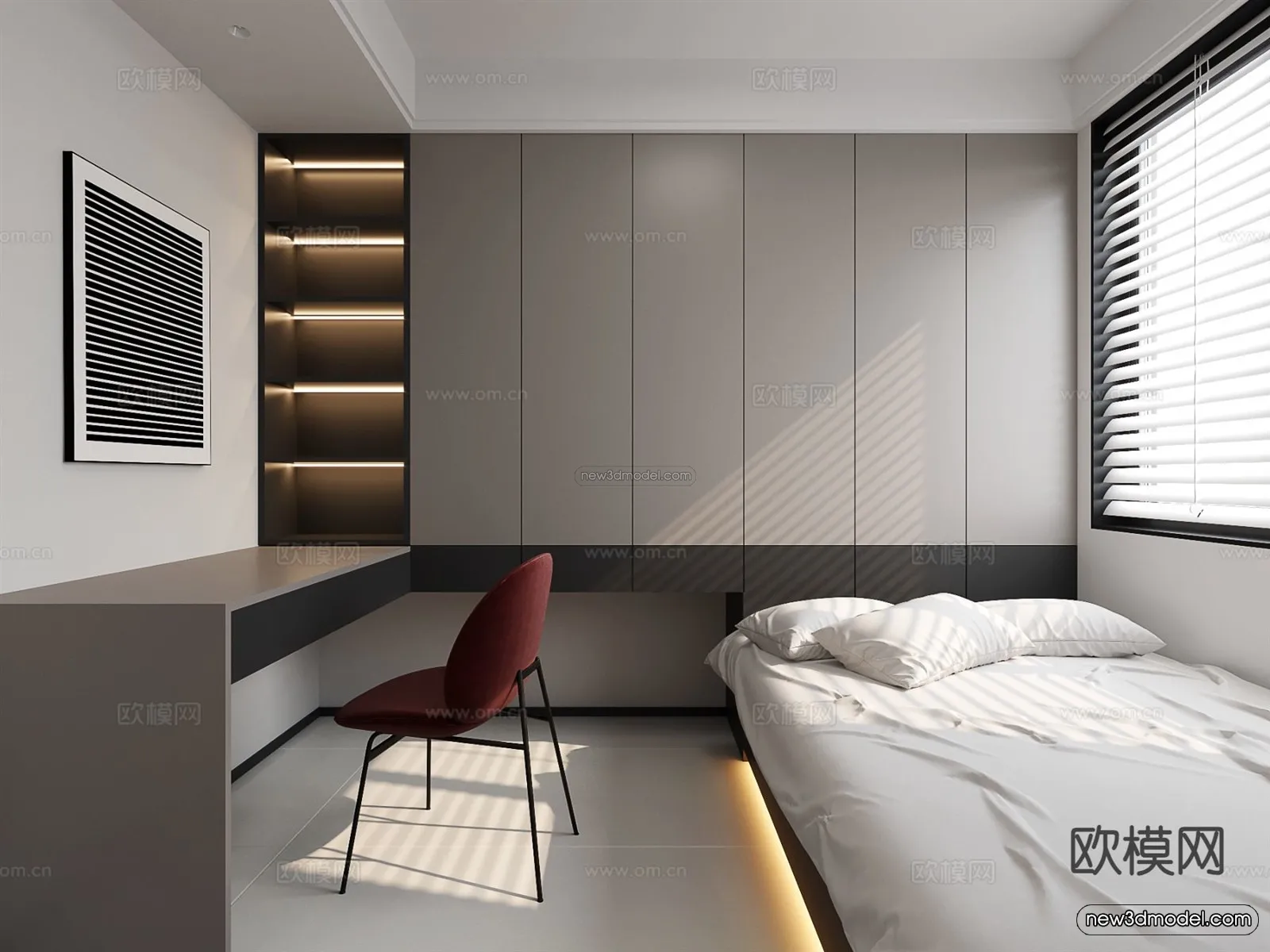 Modern Style Interior 3D Blocks and 3D Models – Bedroom 3D Scene – 557 – CORONA