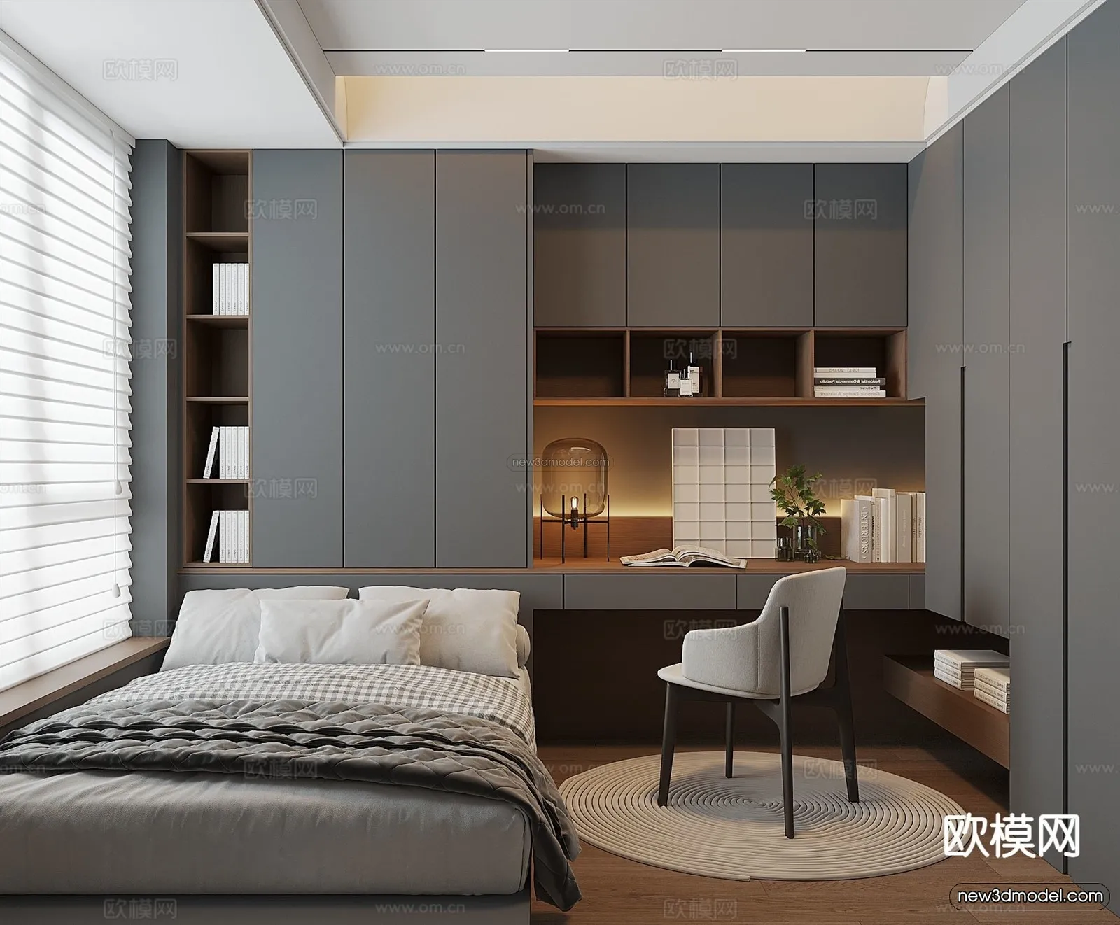 Modern Style Interior 3D Blocks and 3D Models – Bedroom 3D Scene – 559 – CORONA