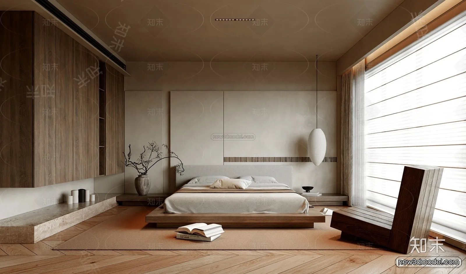 Modern Style Interior 3D Blocks and 3D Models – Bedroom 3D Scene – 563 – CORONA