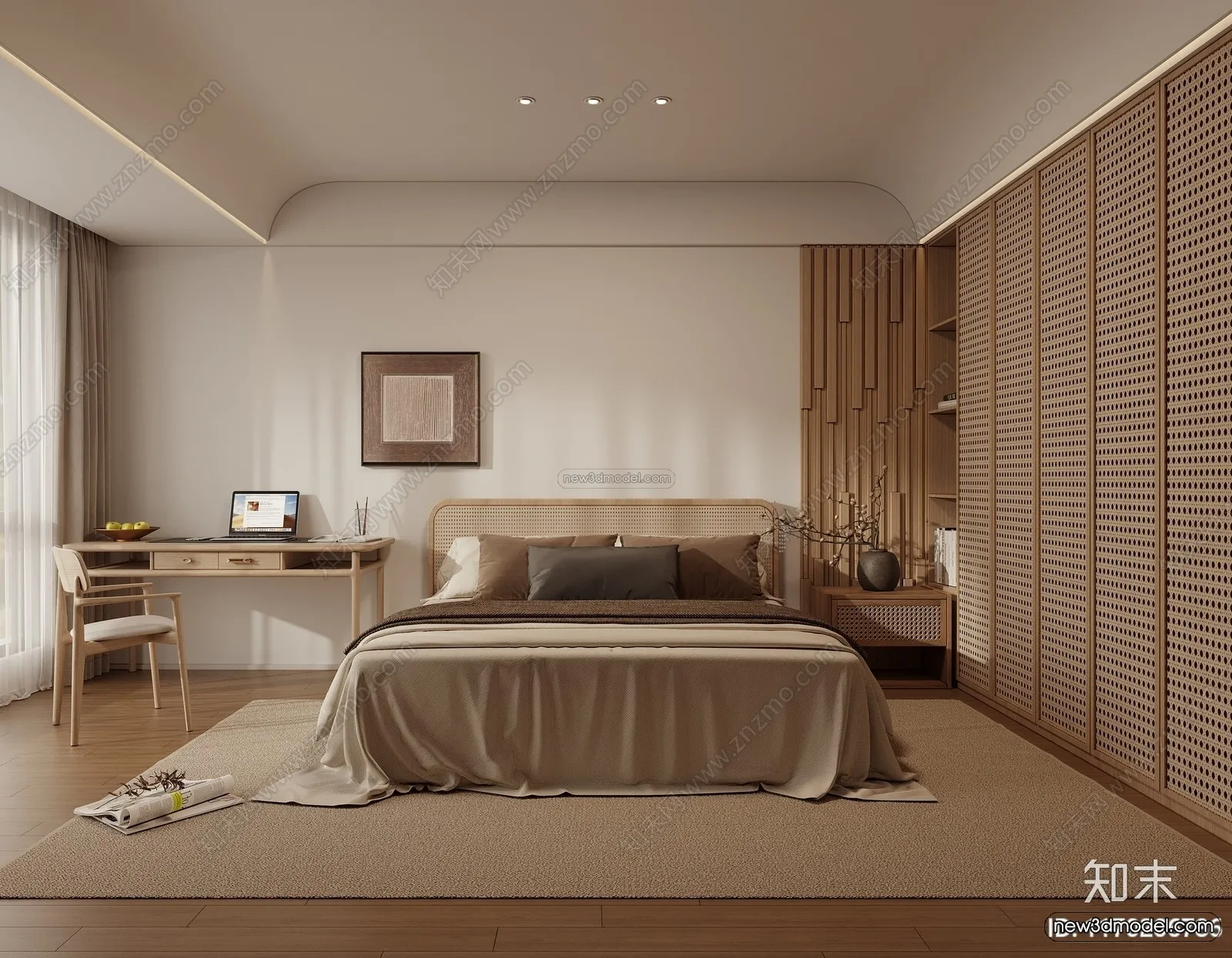 Modern Style Interior 3D Blocks and 3D Models – Bedroom 3D Scene – 566 – CORONA