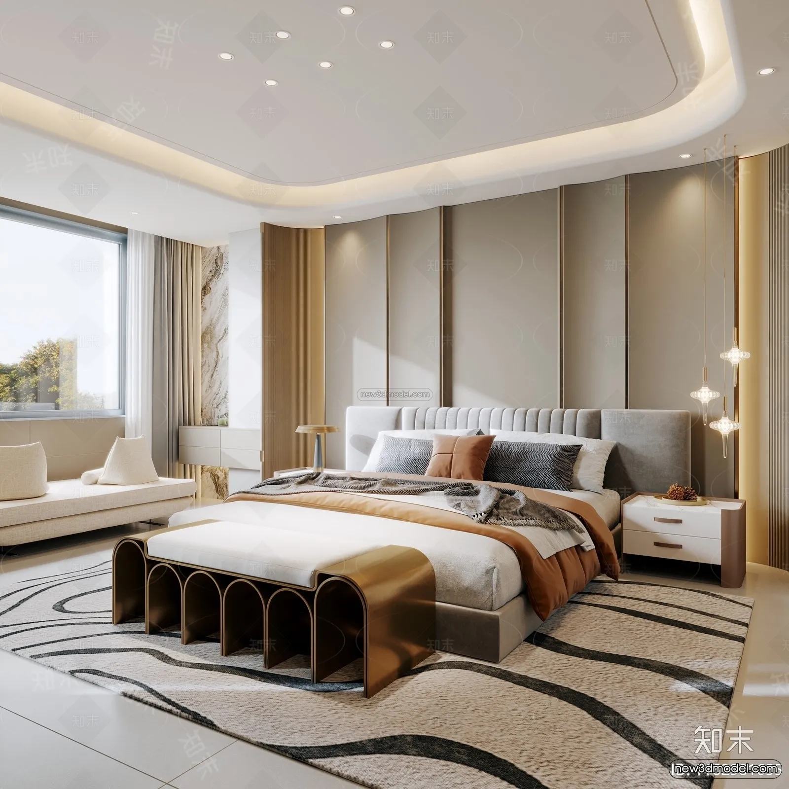 Modern Style Interior 3D Blocks and 3D Models – Bedroom 3D Scene – 571 – CORONA