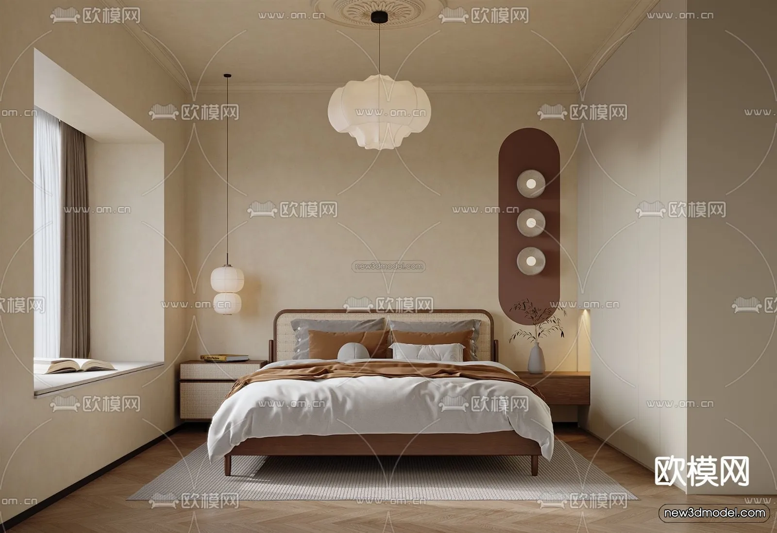 Modern Style Interior 3D Blocks and 3D Models – Bedroom 3D Scene – 579 – CORONA