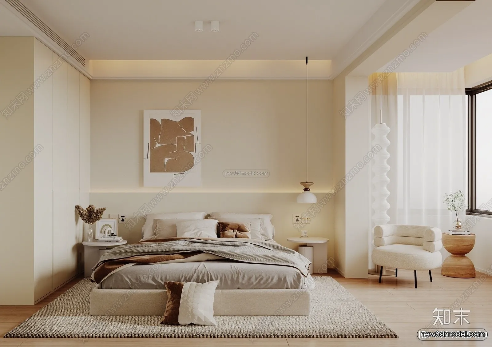 Modern Style Interior 3D Blocks and 3D Models – Bedroom 3D Scene – 583 – CORONA