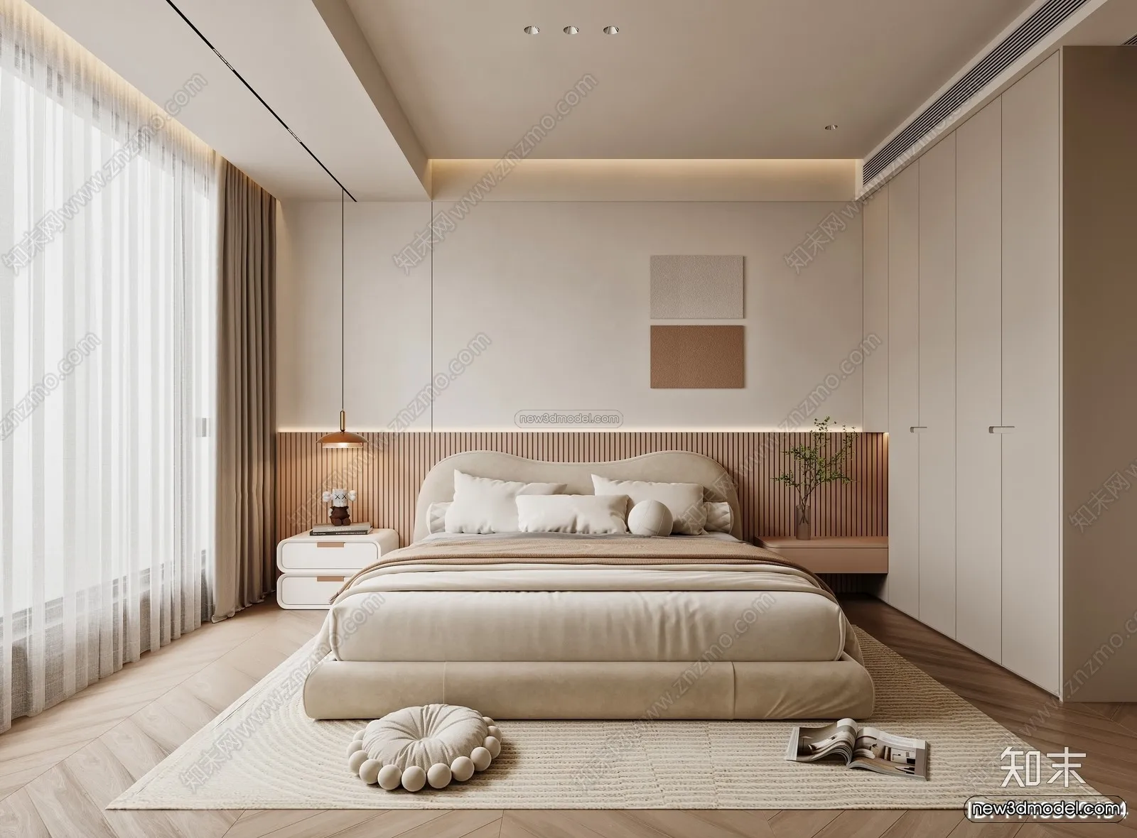 Modern Style Interior 3D Blocks and 3D Models – Bedroom 3D Scene – 586 – CORONA