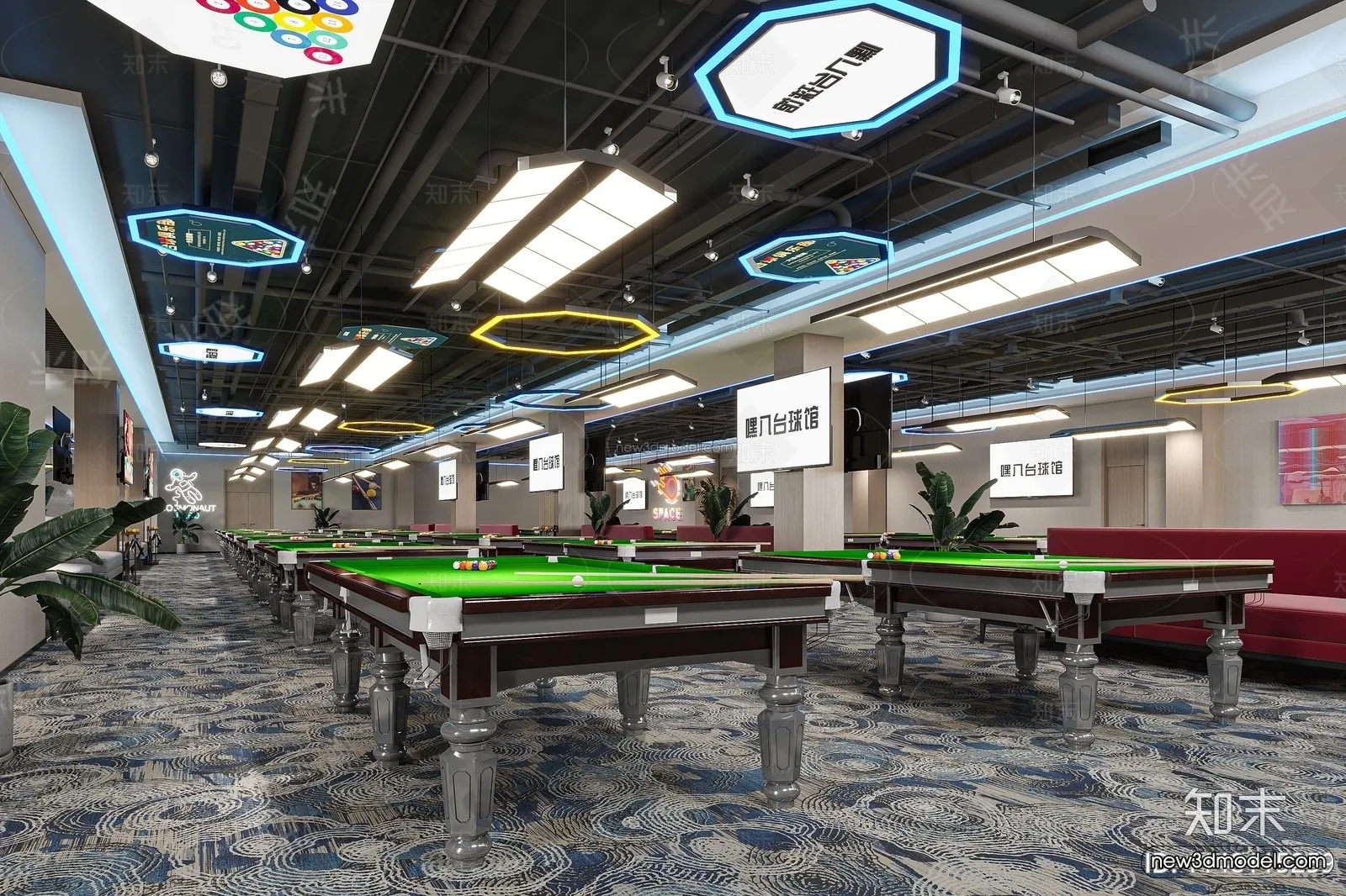 Modern Style Interior 3D Blocks and 3D Models – Billard 3D Scene – 773 – CORONA