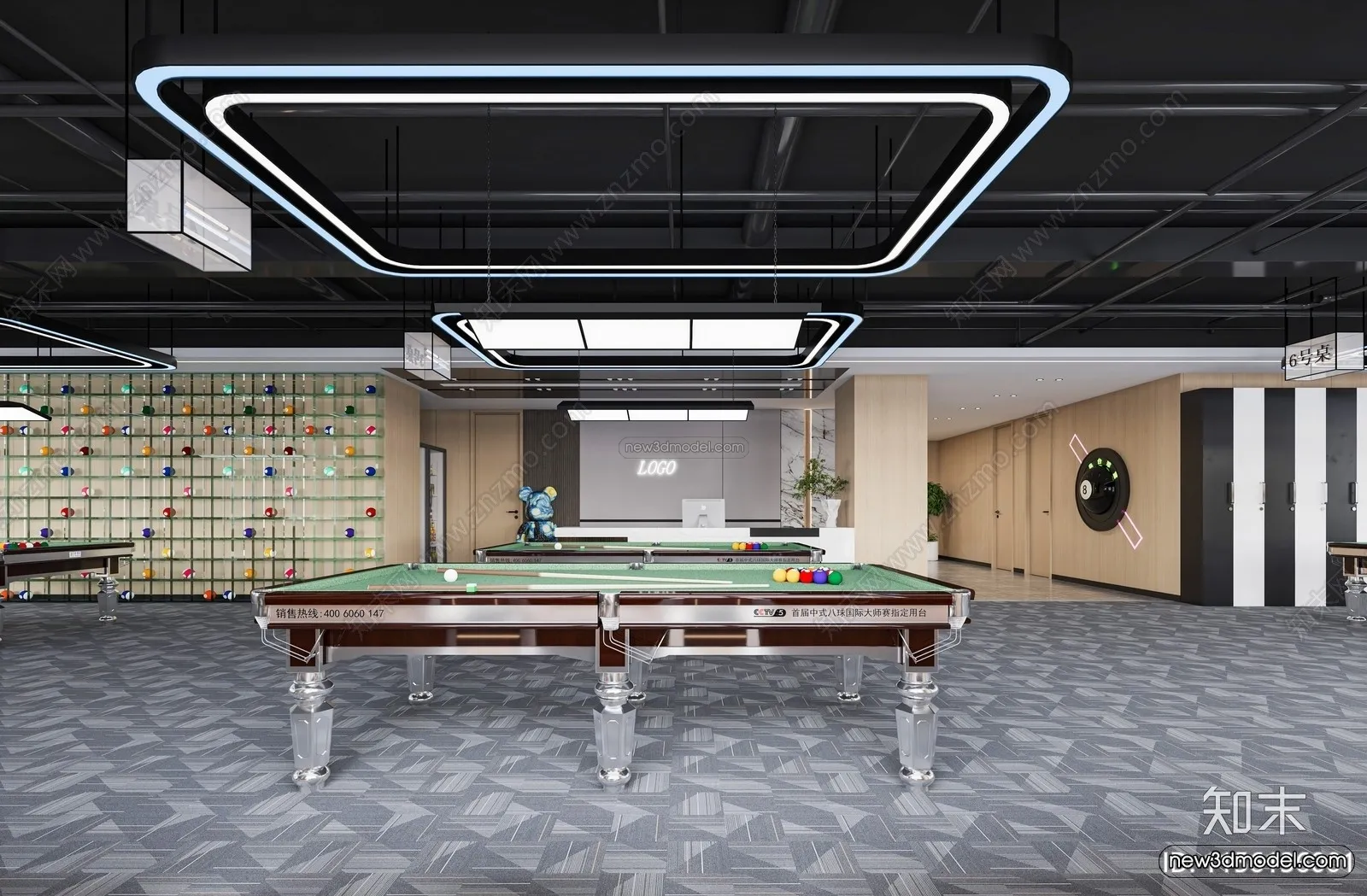 Modern Style Interior 3D Blocks and 3D Models – Billard 3D Scene – 792 – CORONA