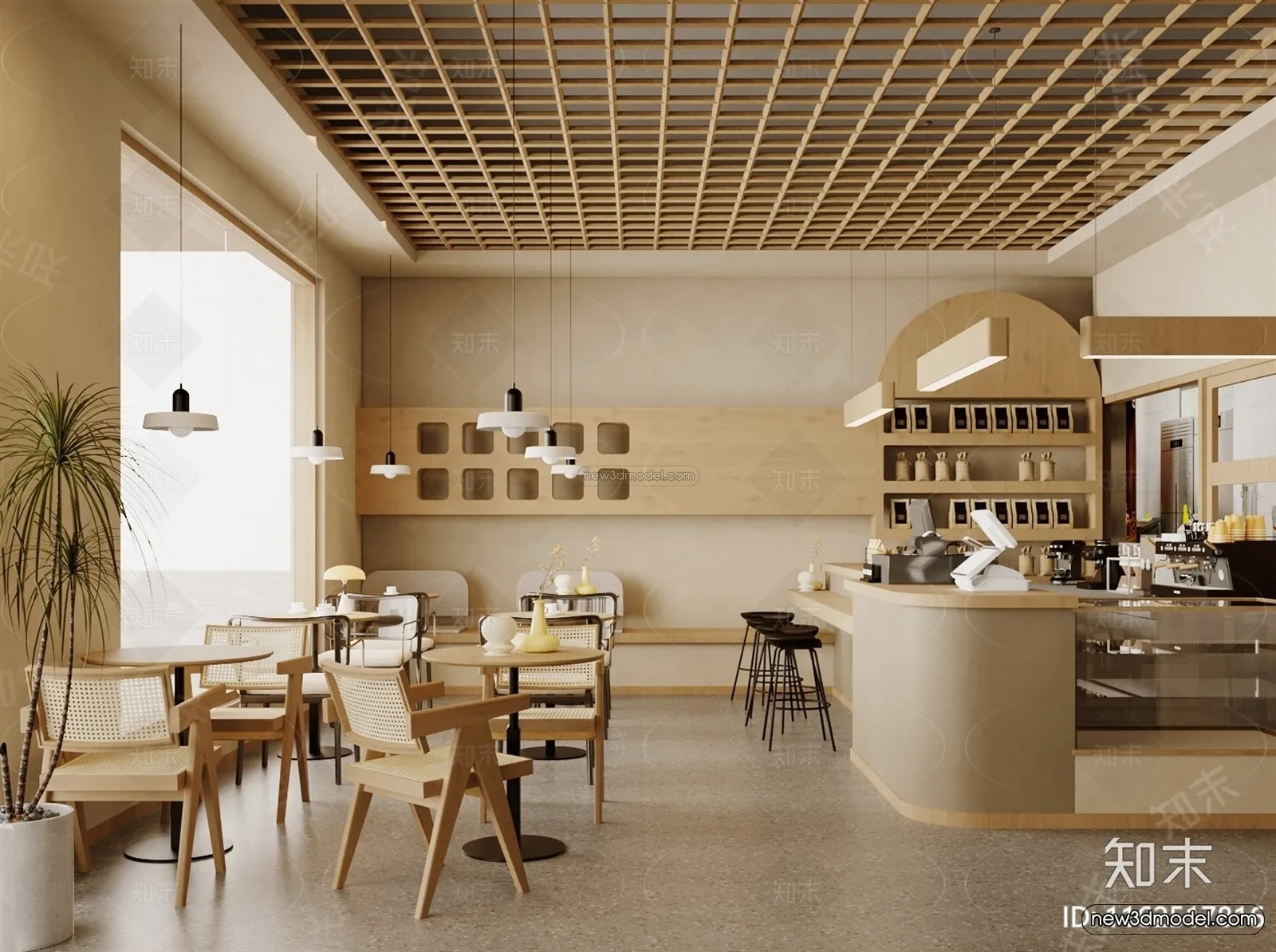 Modern Style Interior 3D Blocks and 3D Models – Coffee Shop 3D Scene – 814 – CORONA