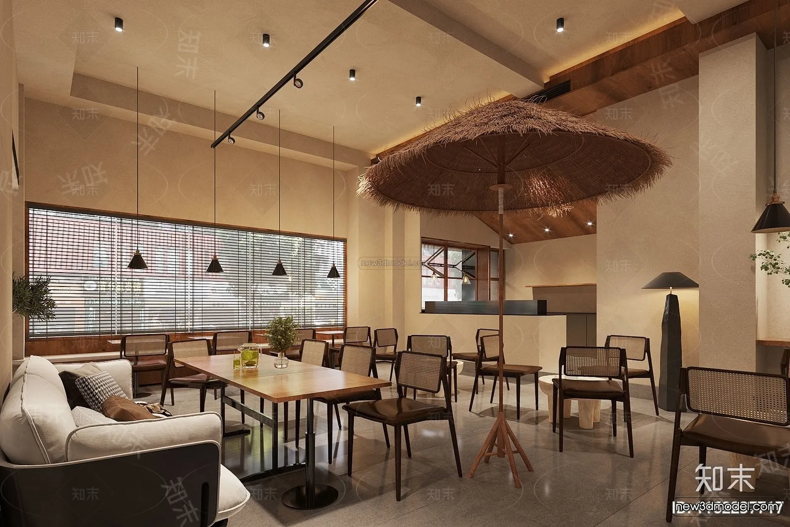 Modern Style Interior 3D Blocks and 3D Models – Coffee Shop 3D Scene – 817 – CORONA