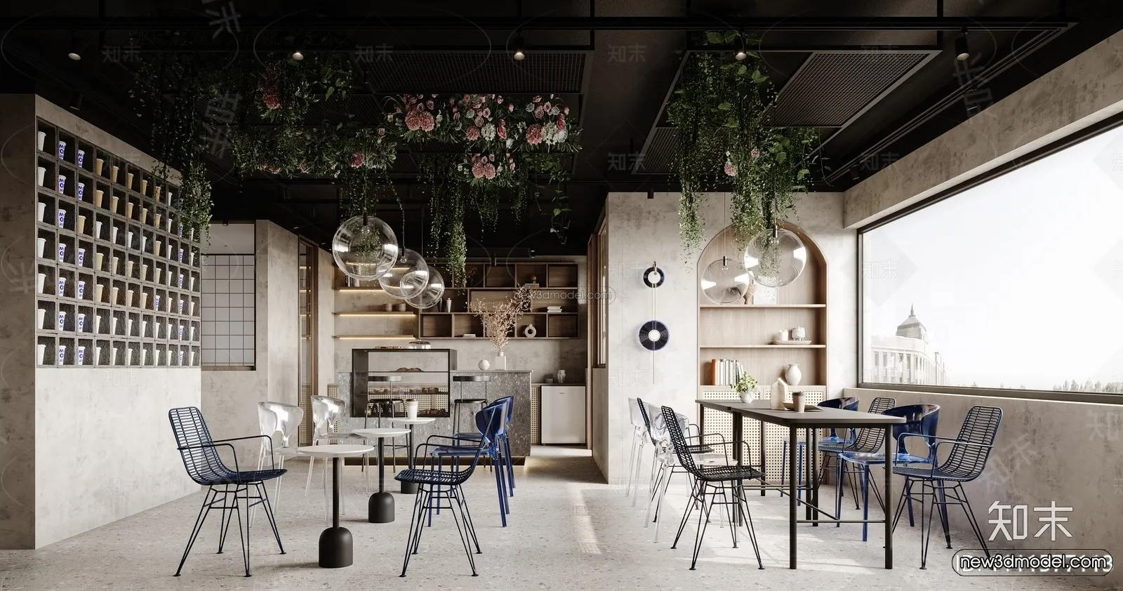 Modern Style Interior 3D Blocks and 3D Models – Coffee Shop 3D Scene – 818 – CORONA