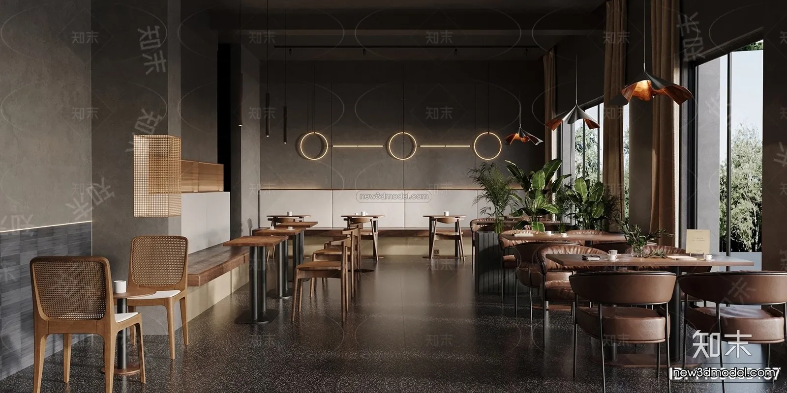 Modern Style Interior 3D Blocks and 3D Models – Coffee Shop 3D Scene – 819 – CORONA