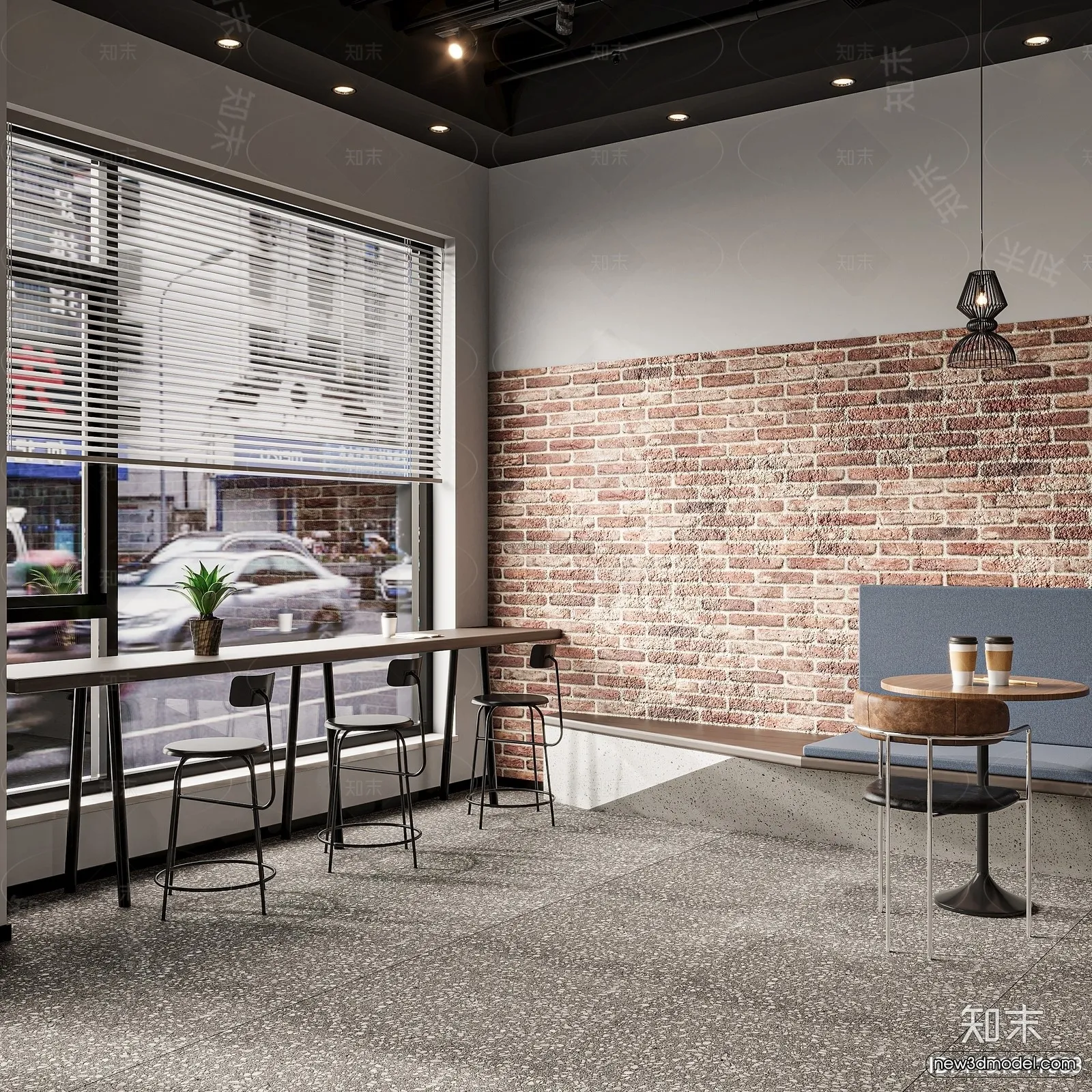 Modern Style Interior 3D Blocks and 3D Models – Coffee Shop 3D Scene – 858 – CORONA