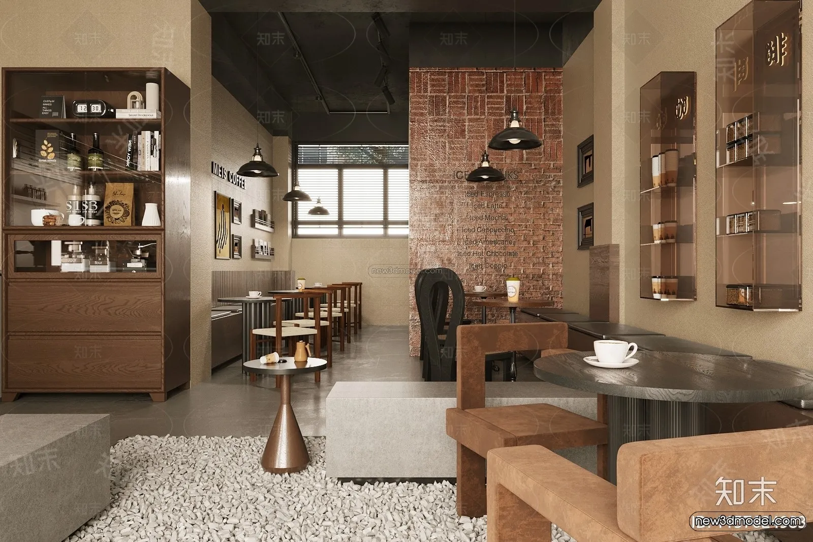 Modern Style Interior 3D Blocks and 3D Models – Coffee Shop 3D Scene – 862 – CORONA