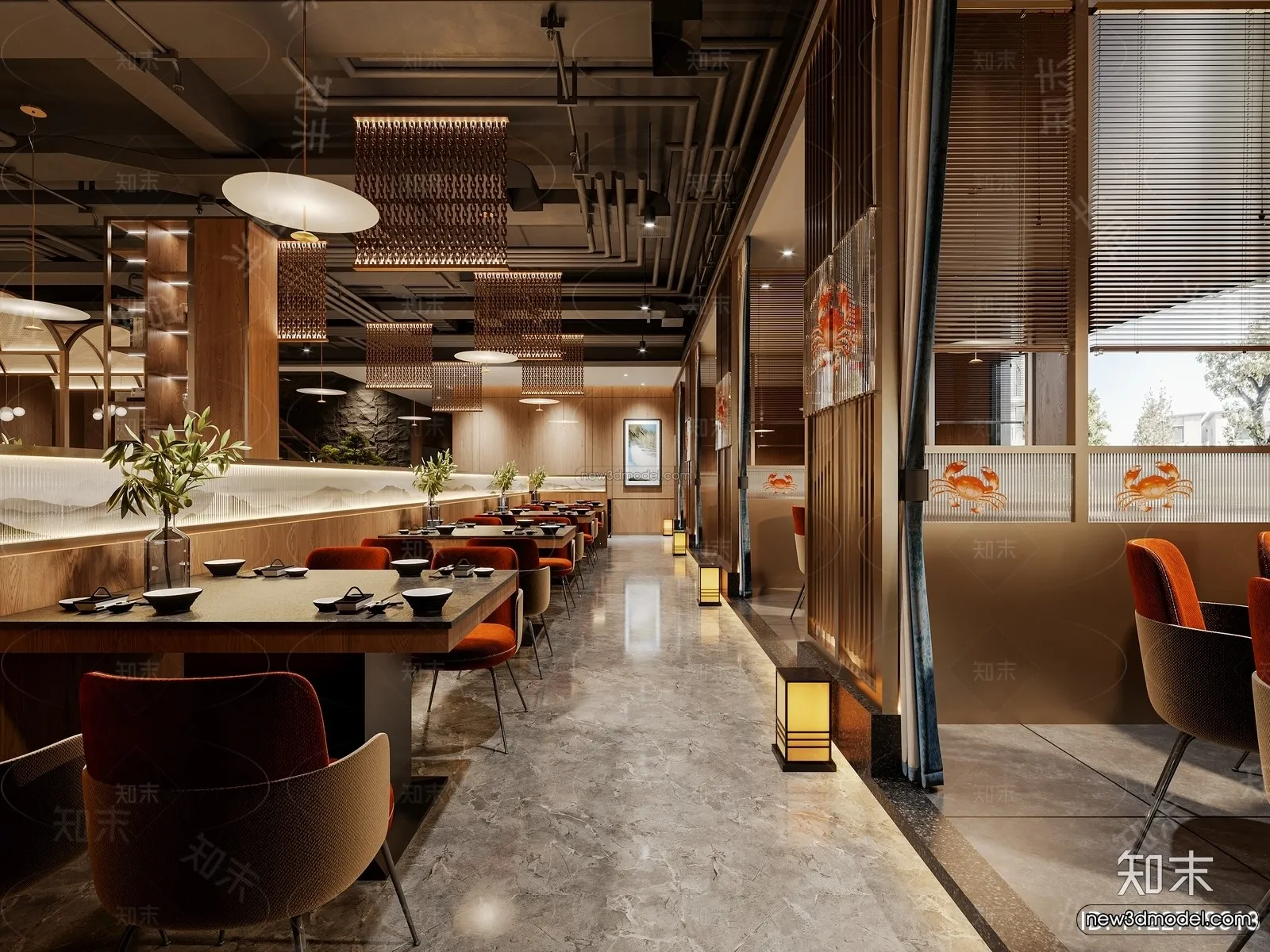Modern Style Interior 3D Blocks and 3D Models – Coffee Shop 3D Scene – 874 – CORONA