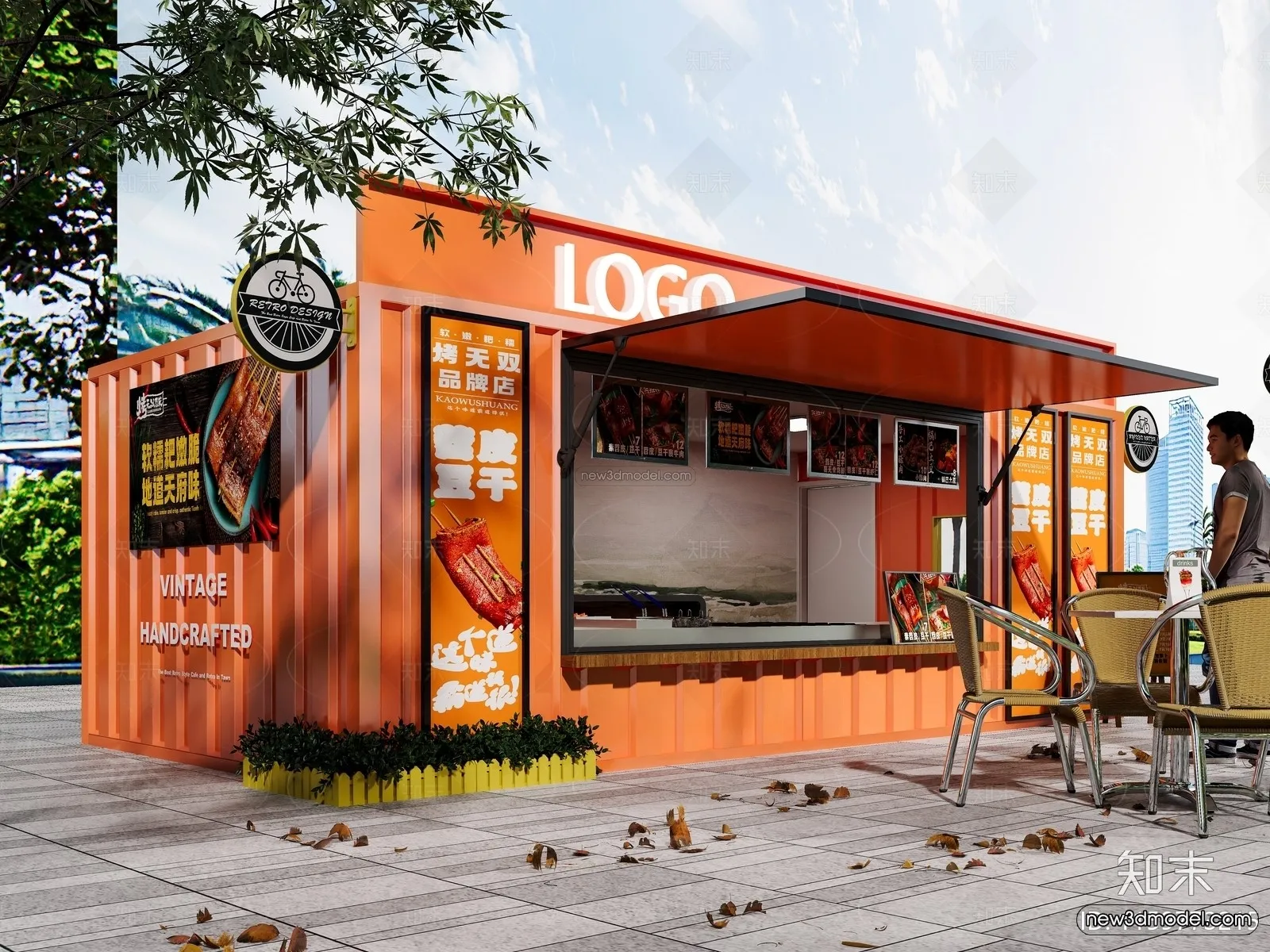 Modern Style Interior 3D Blocks and 3D Models – Container Coffee Shop 3D Scene – 881 – CORONA