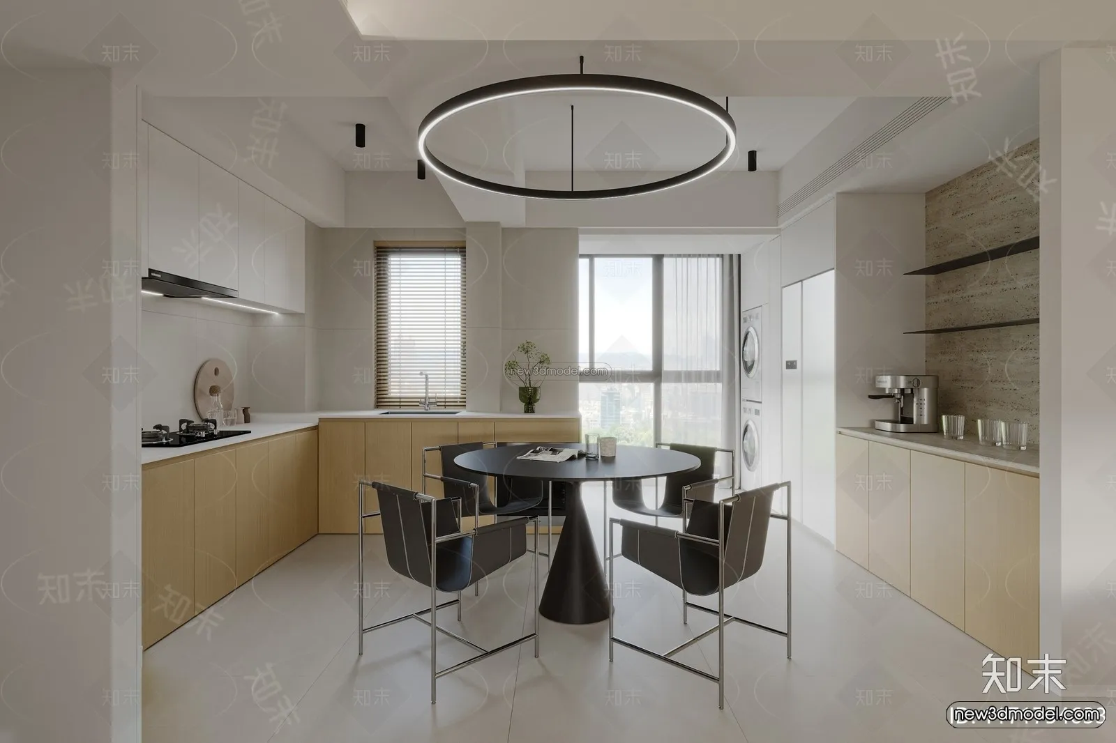 Modern Style Interior 3D Blocks and 3D Models – Dining Room 3D Scene – 592 – CORONA