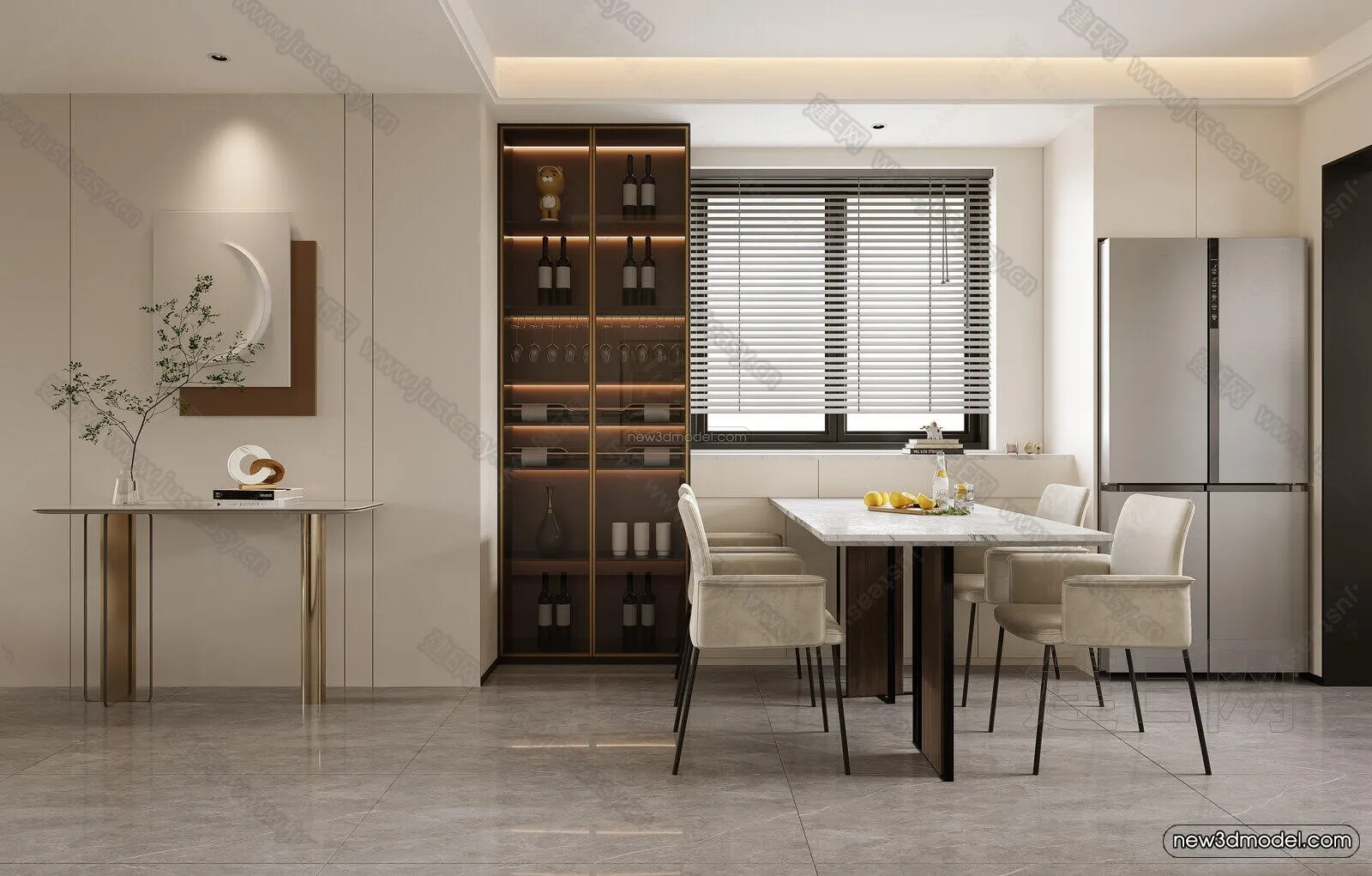 Modern Style Interior 3D Blocks and 3D Models – Dining Room 3D Scene – 594 – CORONA