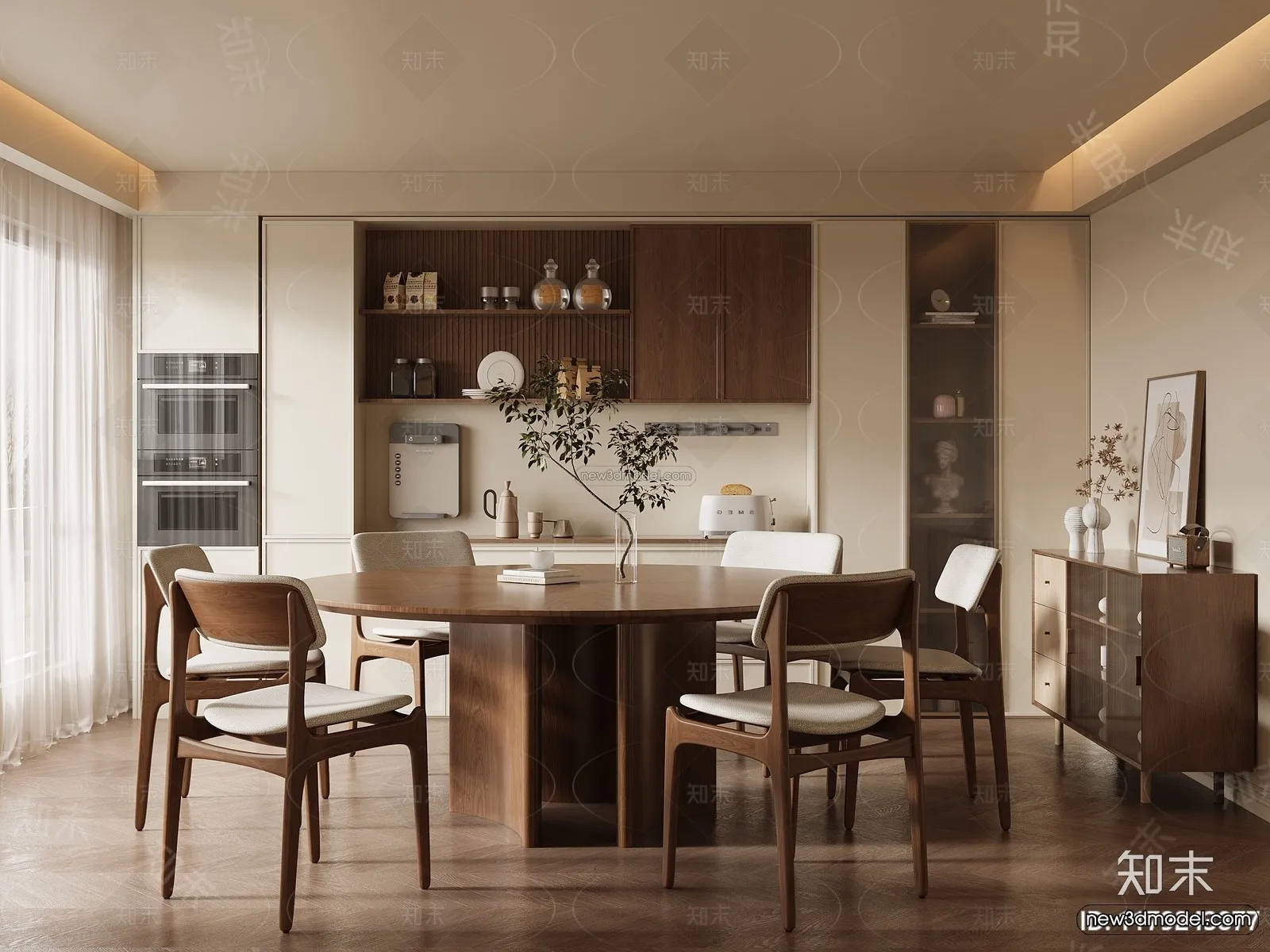 Modern Style Interior 3D Blocks and 3D Models – Dining Room 3D Scene – 602 – CORONA
