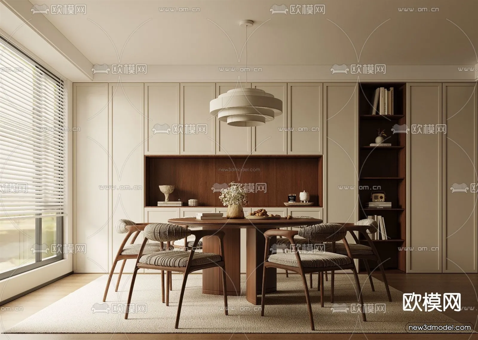 Modern Style Interior 3D Blocks and 3D Models – Dining Room 3D Scene – 603 – CORONA