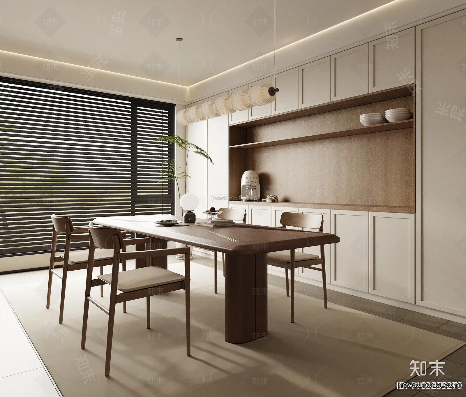 Modern Style Interior 3D Blocks and 3D Models – Dining Room 3D Scene – 604 – CORONA