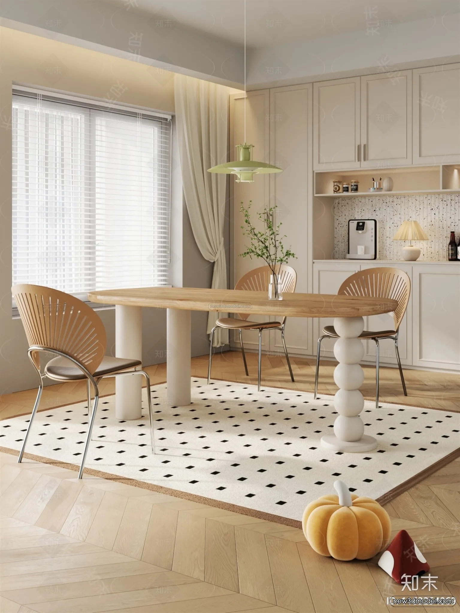 Modern Style Interior 3D Blocks and 3D Models – Dining Room 3D Scene – 607 – CORONA