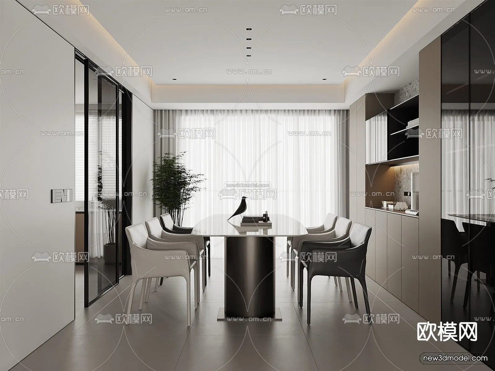 Modern Style Interior 3D Blocks and 3D Models – Dining Room 3D Scene – 609 – CORONA
