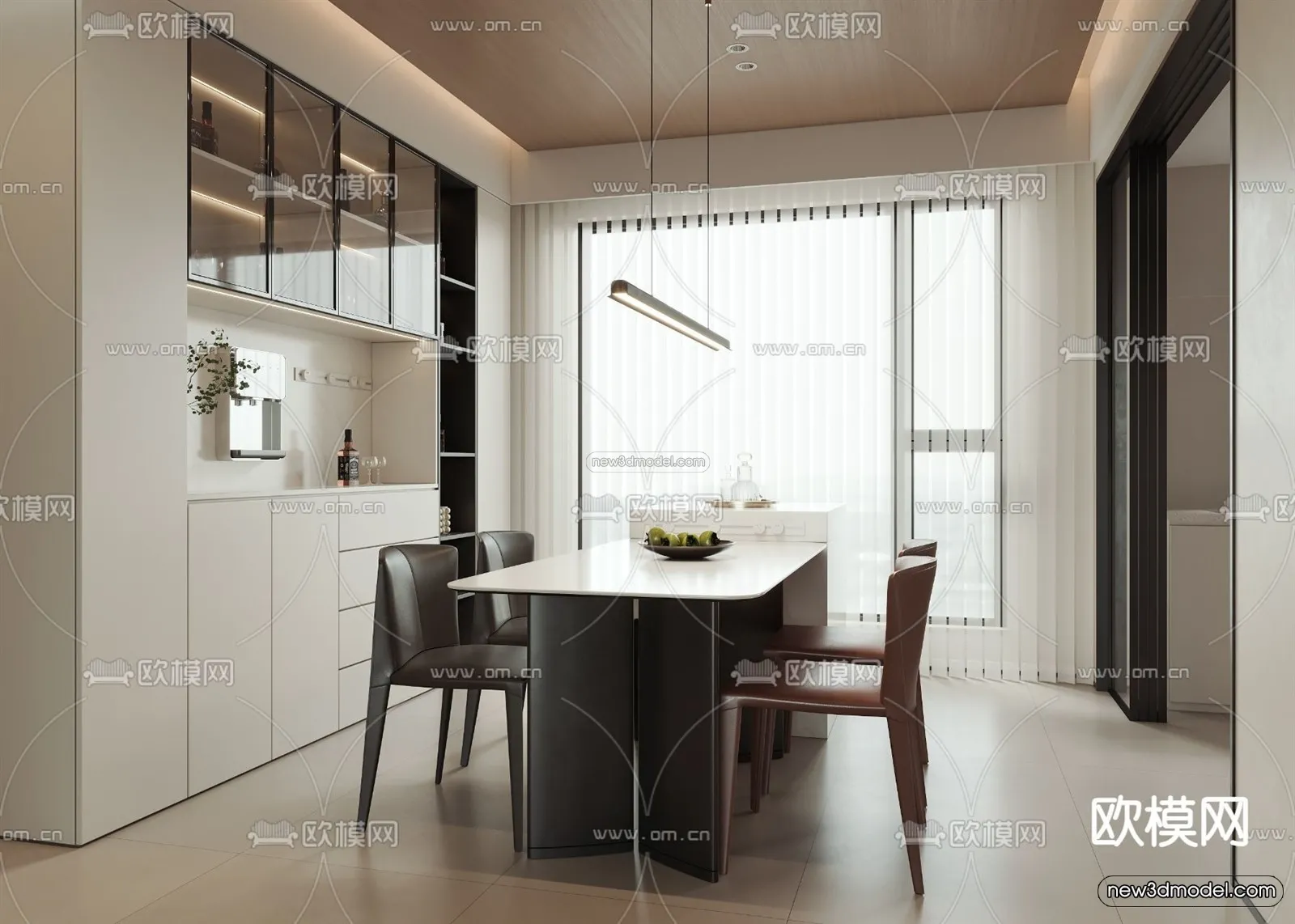 Modern Style Interior 3D Blocks and 3D Models – Dining Room 3D Scene – 610 – CORONA