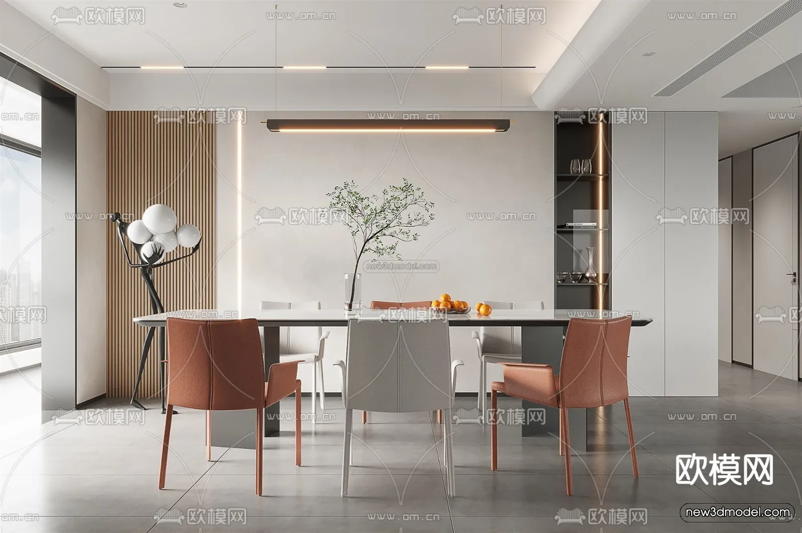Modern Style Interior 3D Blocks and 3D Models – Dining Room 3D Scene – 611 – CORONA