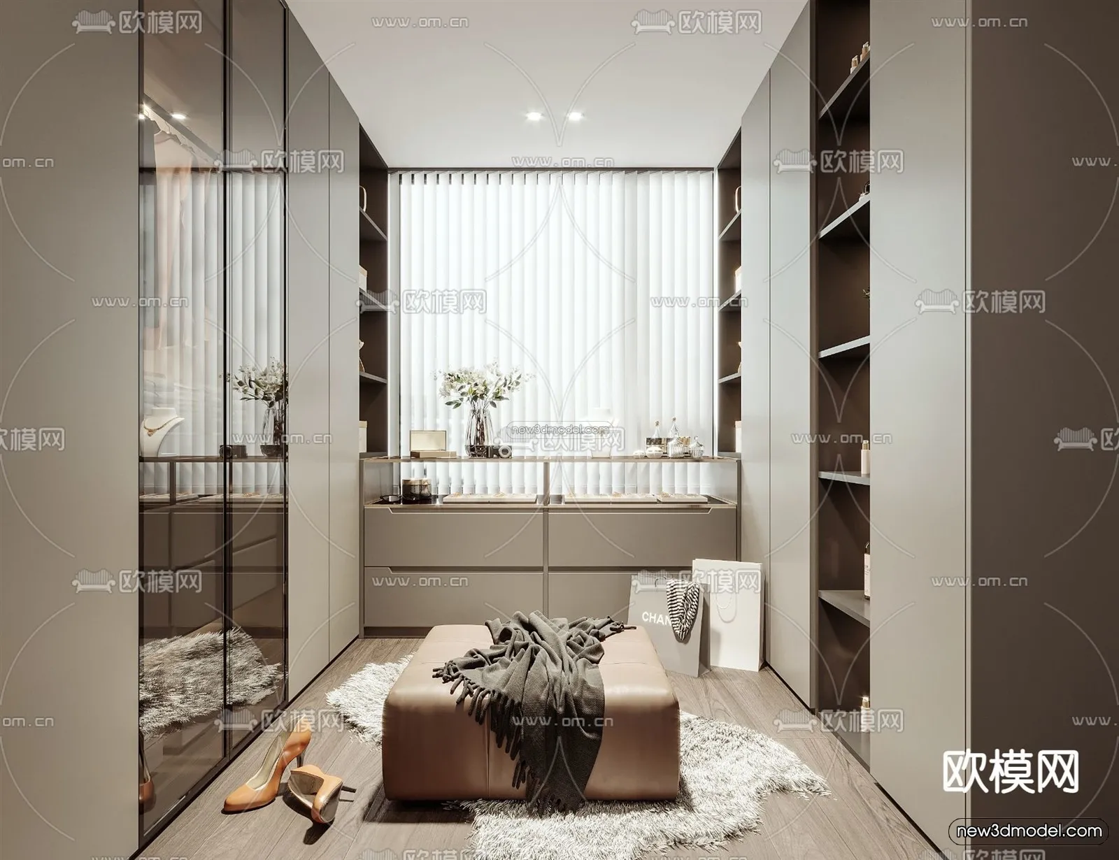 Modern Style Interior 3D Blocks and 3D Models – Dressing Room 3D Scene – 683 – CORONA