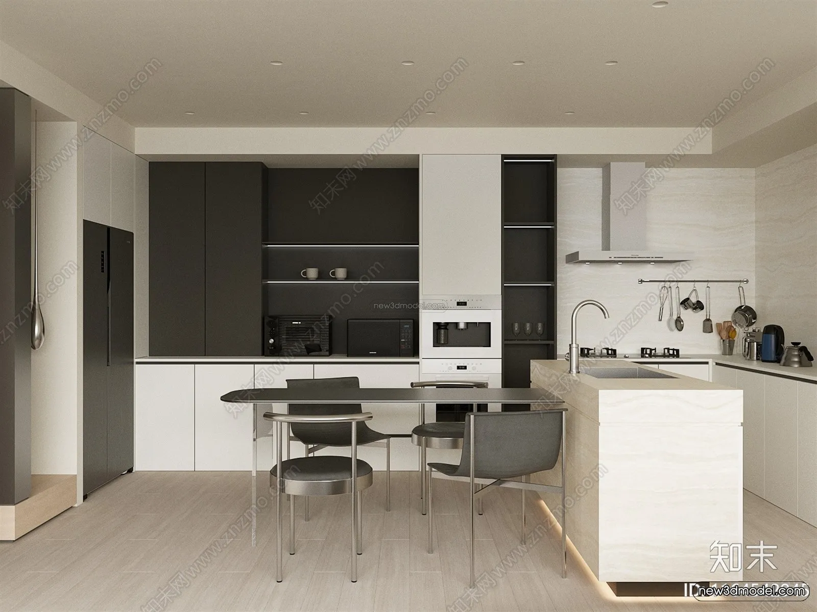 Modern Style Interior 3D Blocks and 3D Models – Kitchen 3D Scene – 626 – CORONA