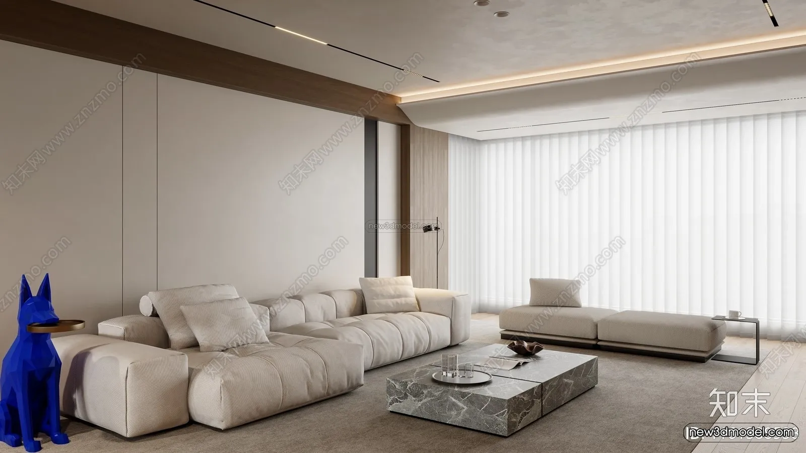 Modern Style Interior 3D Blocks and 3D Models – Living Room 3D Scene – 012 – CORONA