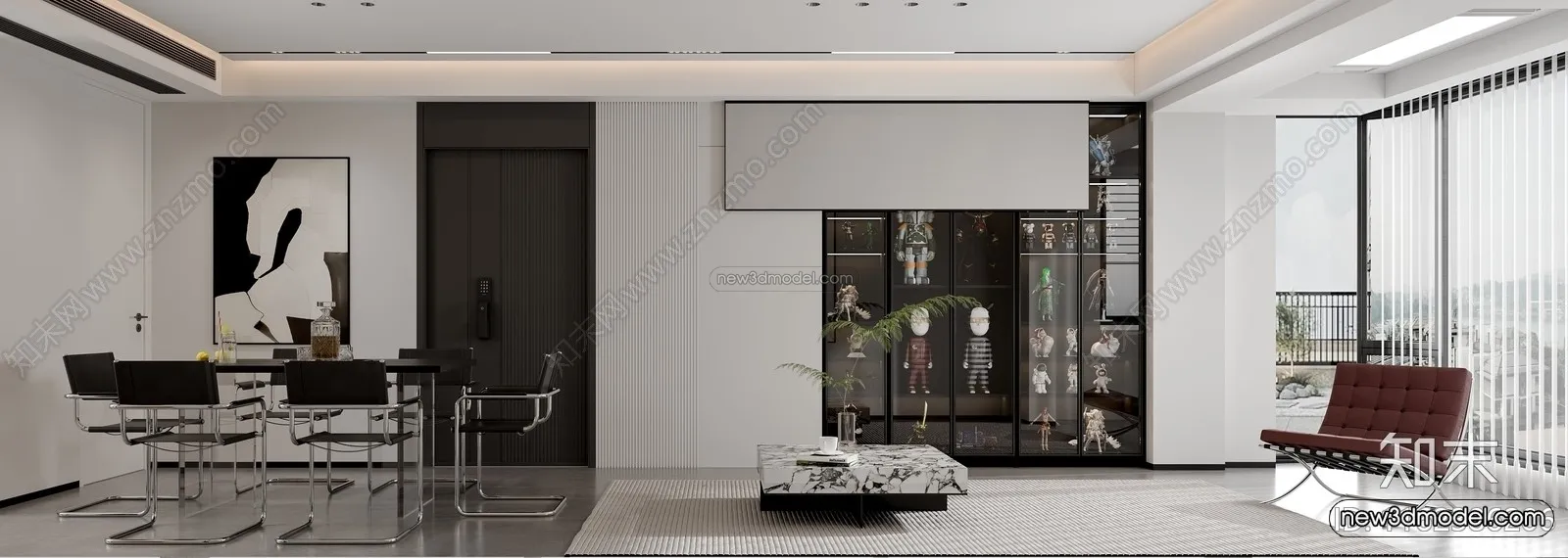 Modern Style Interior 3D Blocks and 3D Models – Living Room 3D Scene – 016 – CORONA