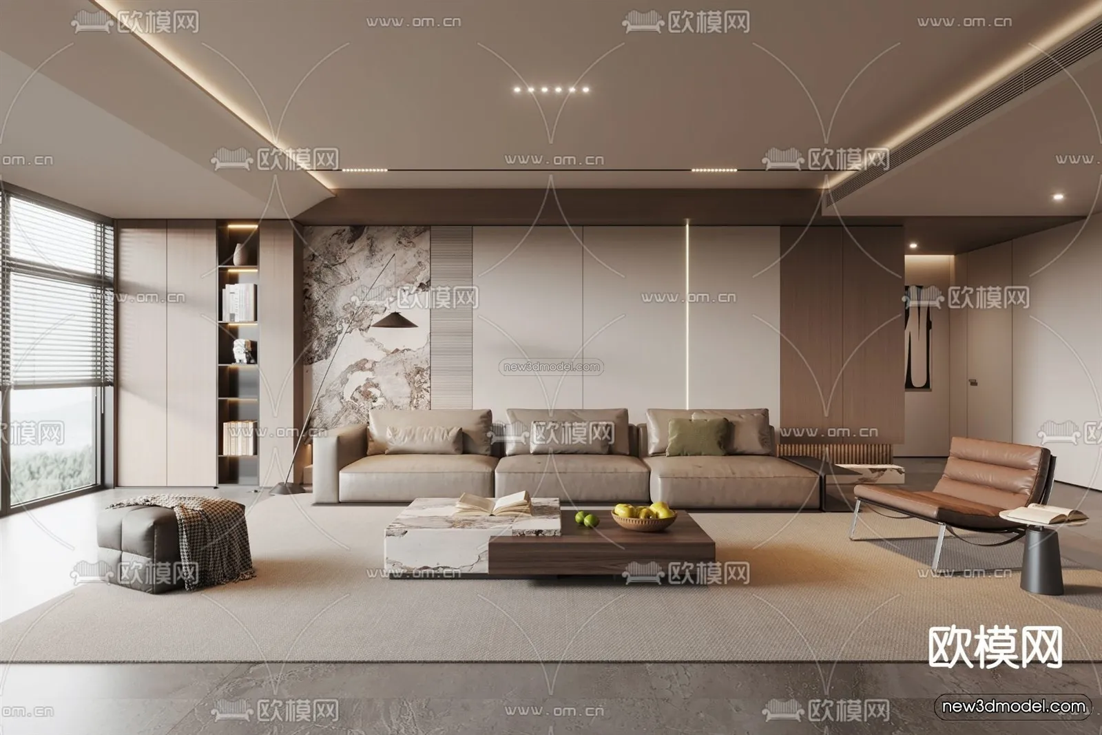 Modern Style Interior 3D Blocks and 3D Models – Living Room 3D Scene – 042 – CORONA