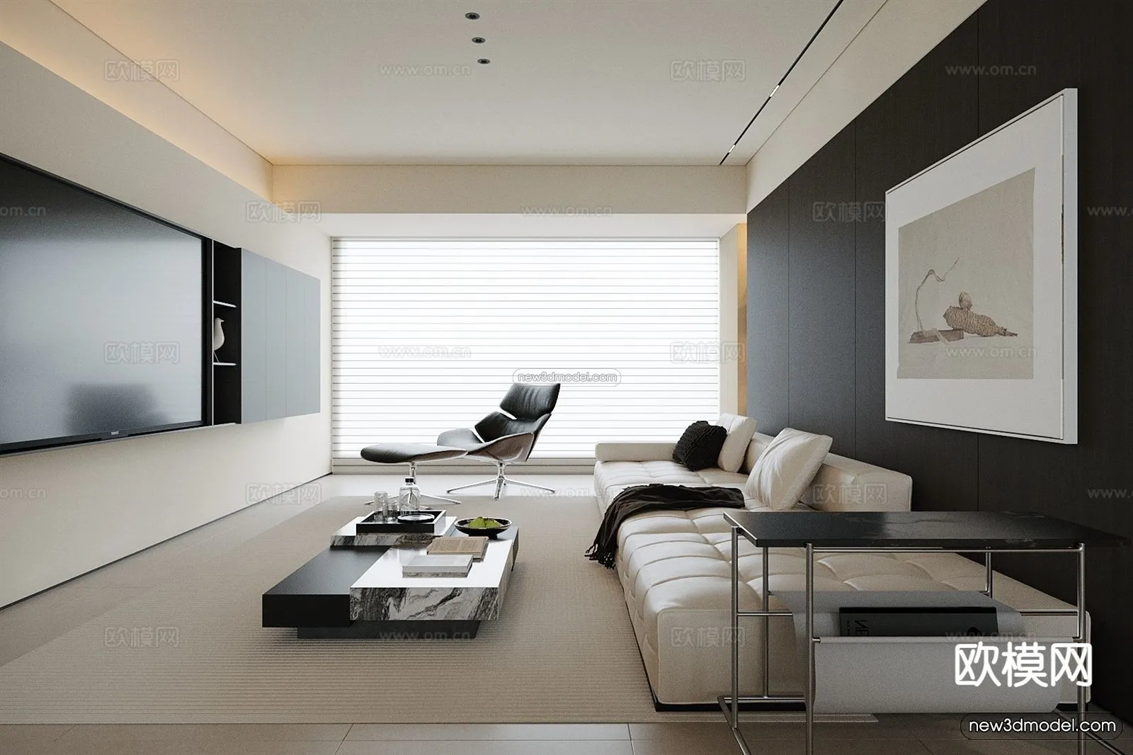 Modern Style Interior 3D Blocks and 3D Models – Living Room 3D Scene – 047 – CORONA