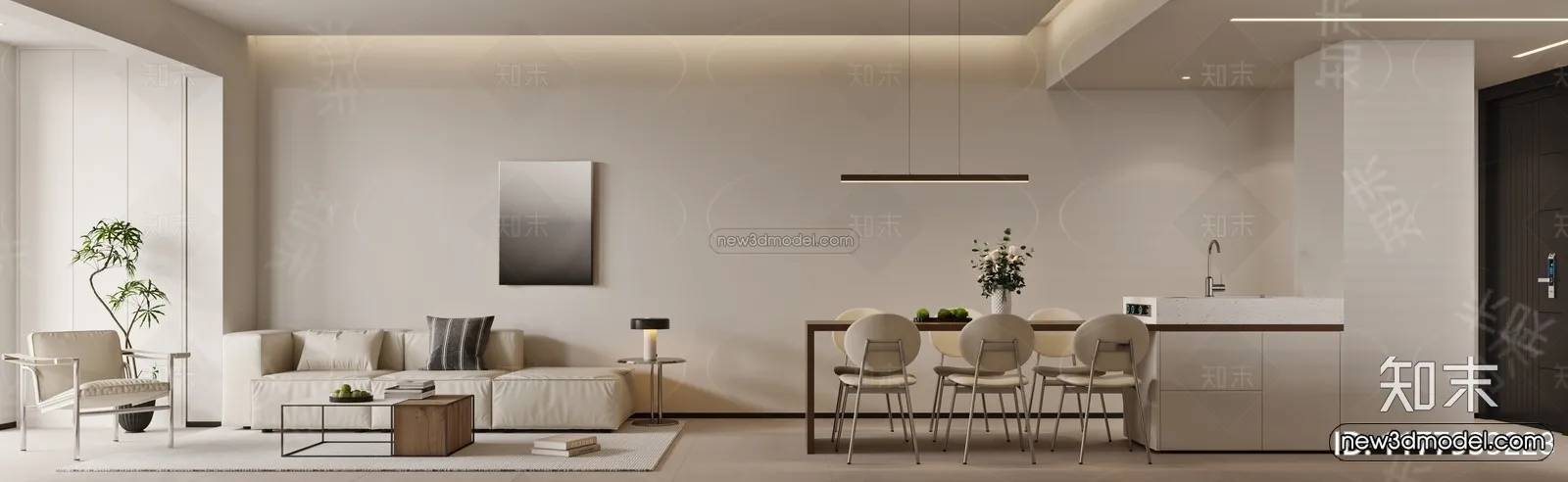 Modern Style Interior 3D Blocks and 3D Models – Living Room 3D Scene – 067 – CORONA