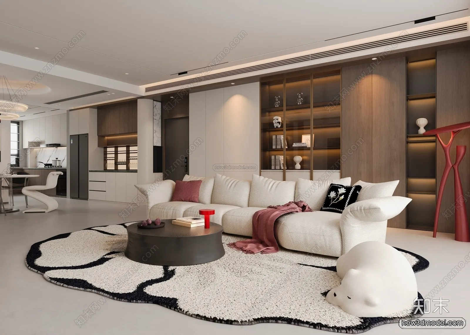 Modern Style Interior 3D Blocks and 3D Models – Living Room 3D Scene – 068 – CORONA