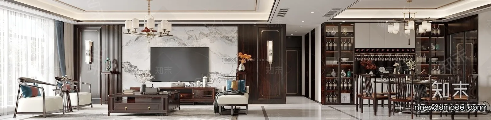 Modern Style Interior 3D Blocks and 3D Models – Living Room 3D Scene – 094 – CORONA