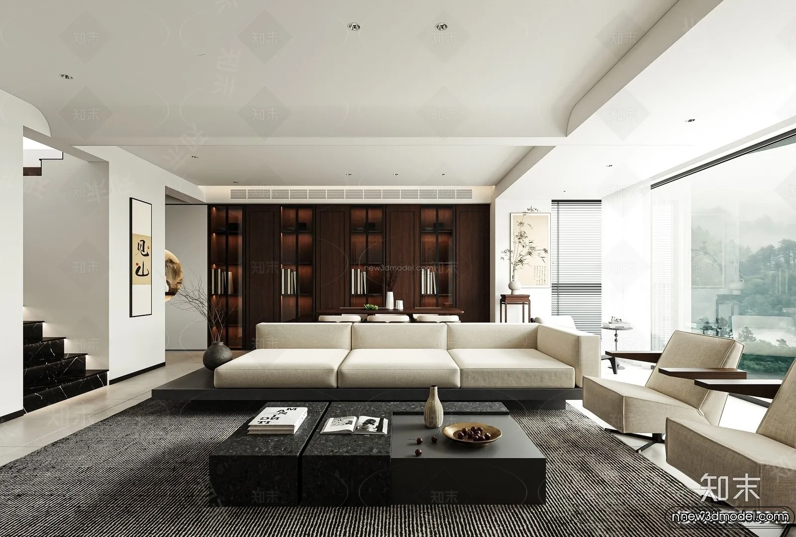 Modern Style Interior 3D Blocks and 3D Models – Living Room 3D Scene – 104 – CORONA