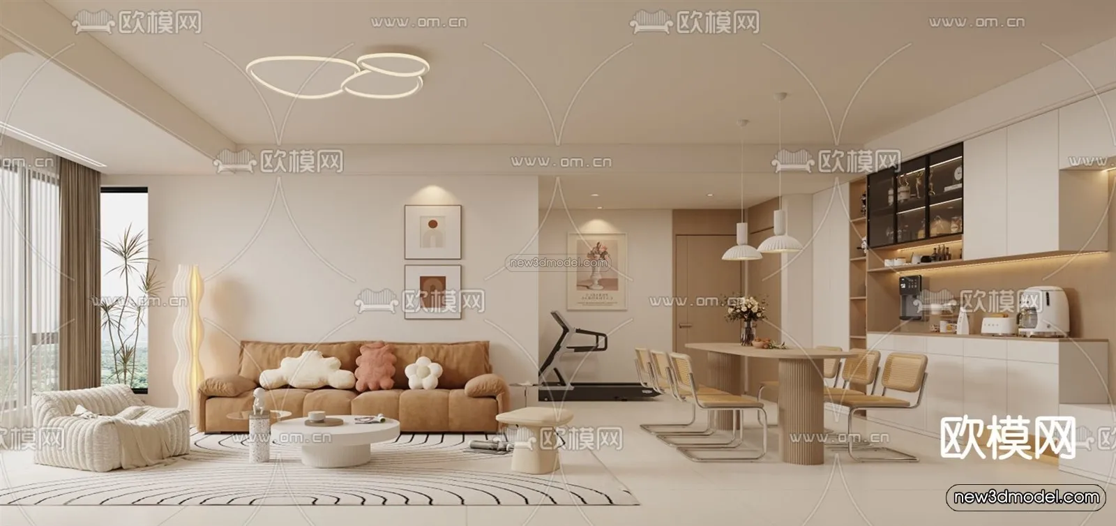 Modern Style Interior 3D Blocks and 3D Models – Living Room 3D Scene – 105 – CORONA