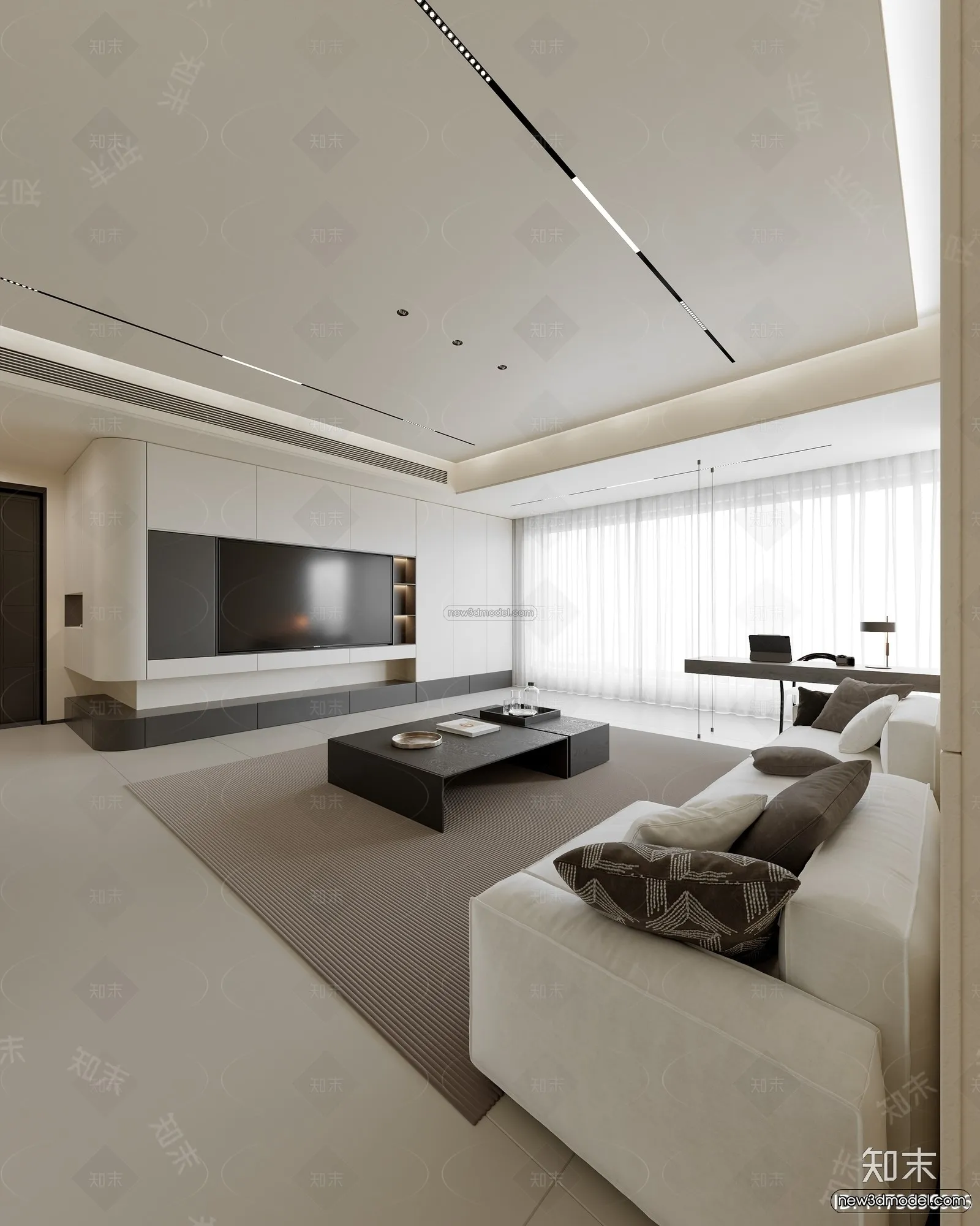 Modern Style Interior 3D Blocks and 3D Models – Living Room 3D Scene – 110 – CORONA