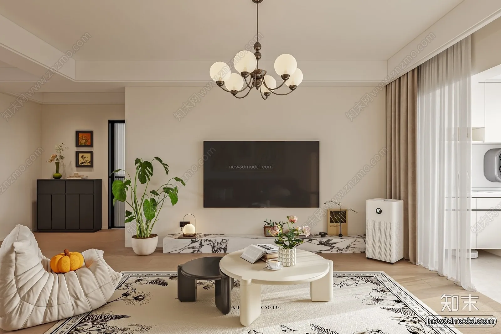 Modern Style Interior 3D Blocks and 3D Models – Living Room 3D Scene – 112 – CORONA