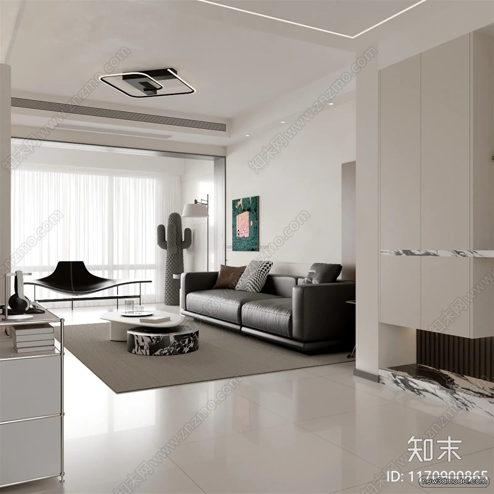 Modern Style Interior 3D Blocks and 3D Models – Living Room 3D Scene – 115 – CORONA