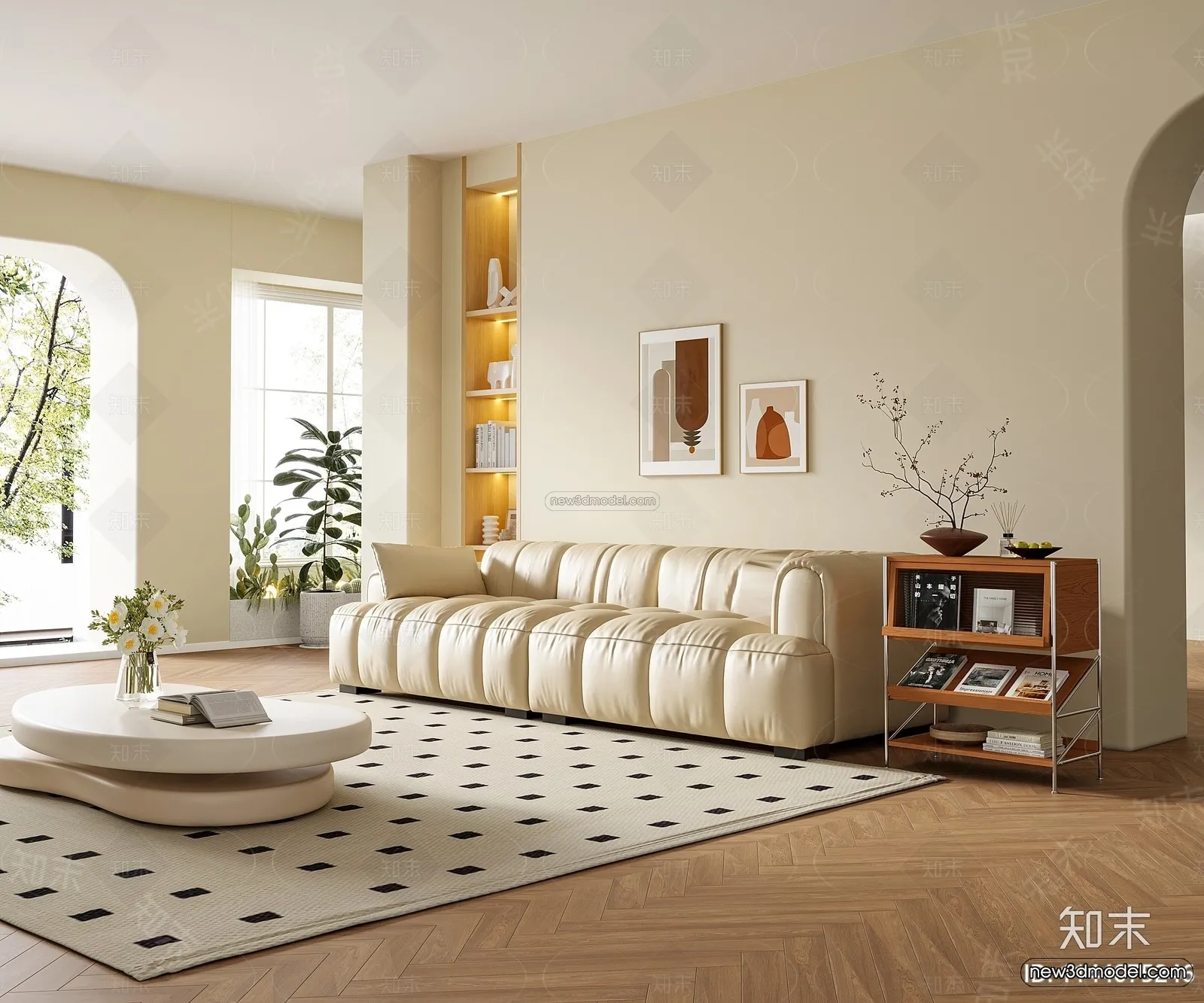 Modern Style Interior 3D Blocks and 3D Models – Living Room 3D Scene – 118 – CORONA