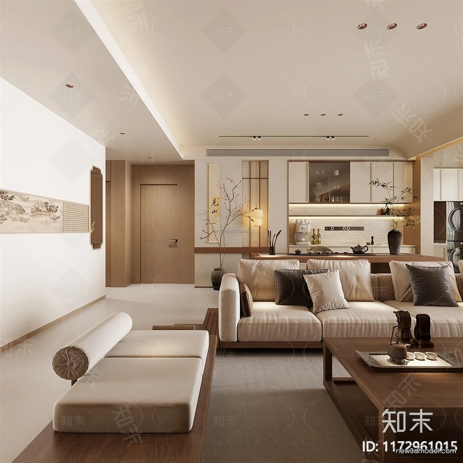 Modern Style Interior 3D Blocks and 3D Models – Living Room 3D Scene – 124 – CORONA