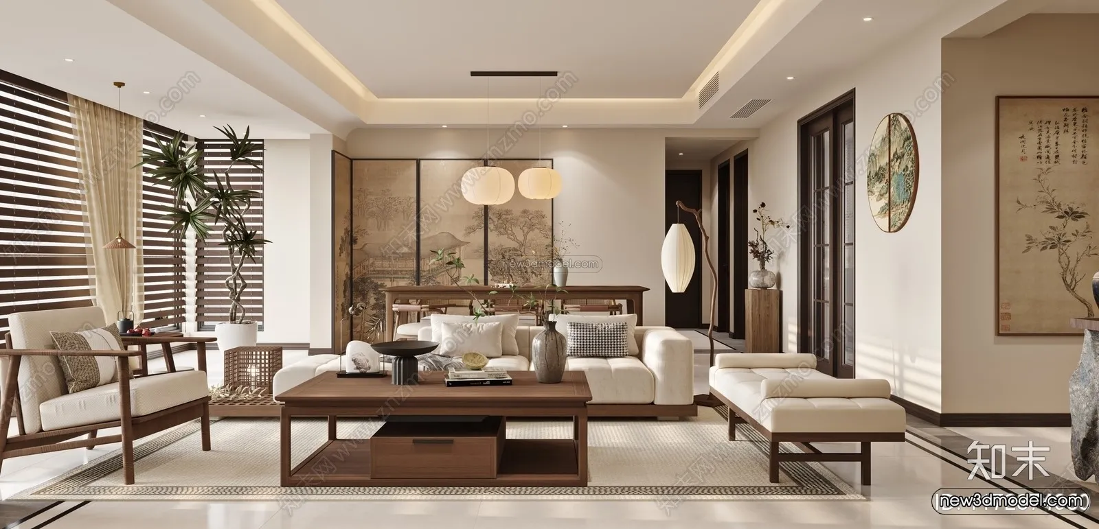 Modern Style Interior 3D Blocks and 3D Models – Living Room 3D Scene – 129 – CORONA
